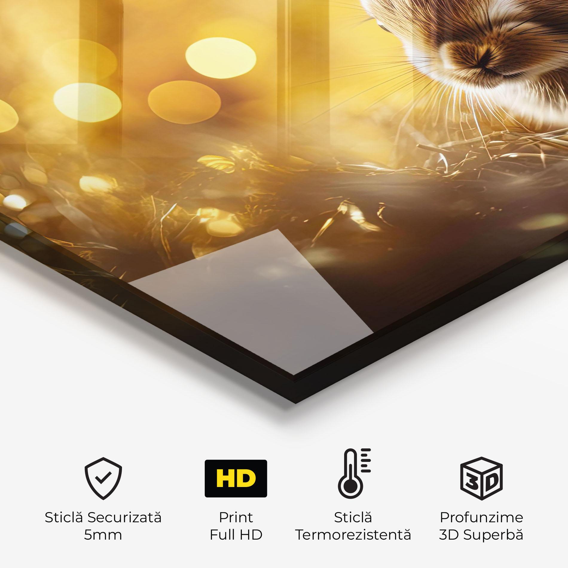 Panou Sticla Bucatarie Gold Lights Bunny mockup 2
