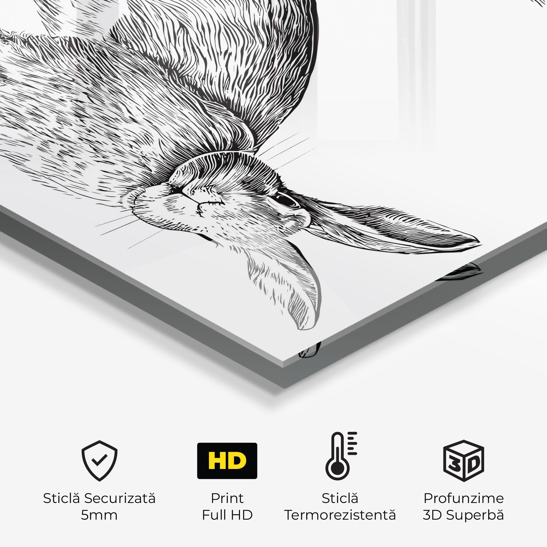 Panou Sticla Bucatarie Rabbit Sketch mockup 2