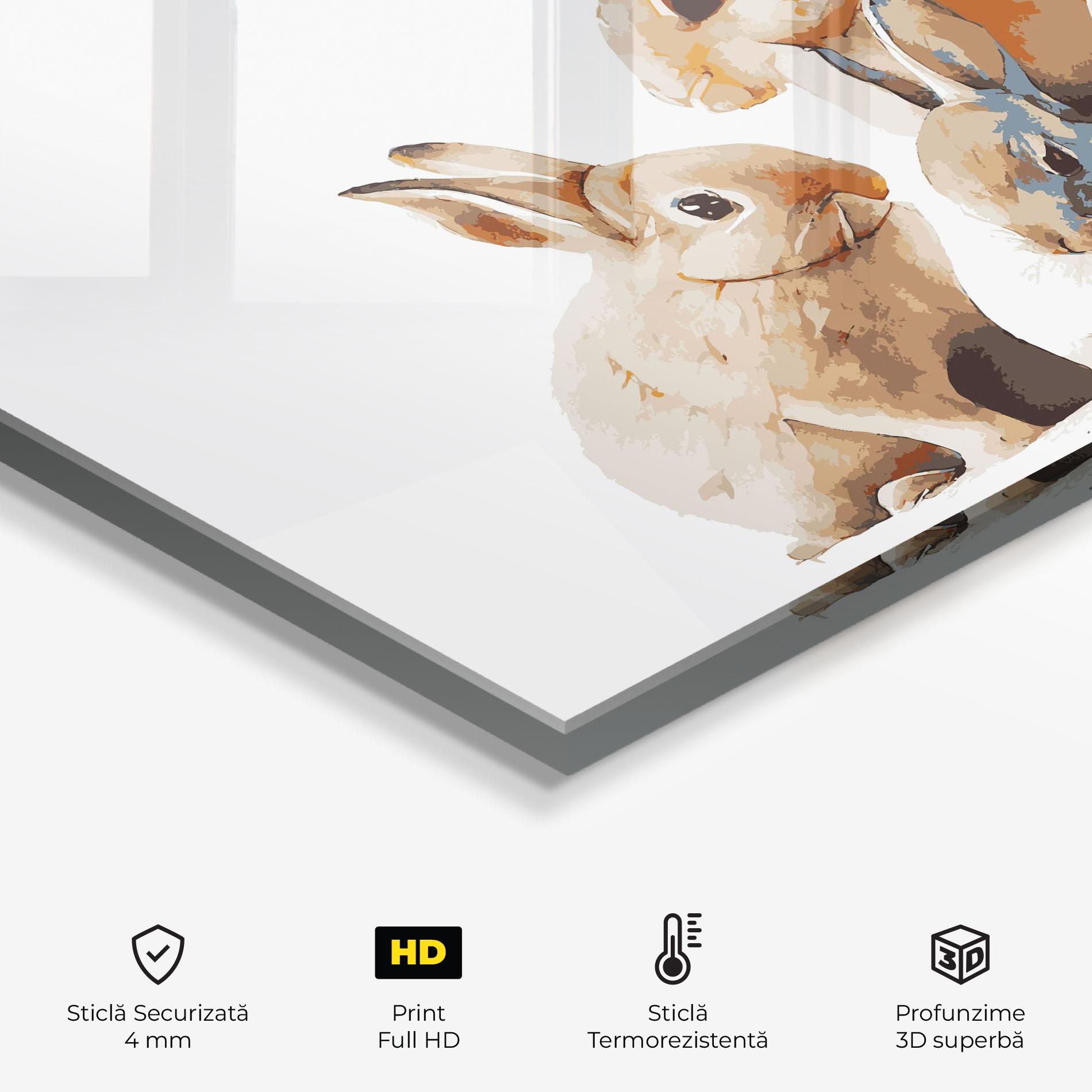 Panou Sticla Bucatarie Bunny Family mockup 2