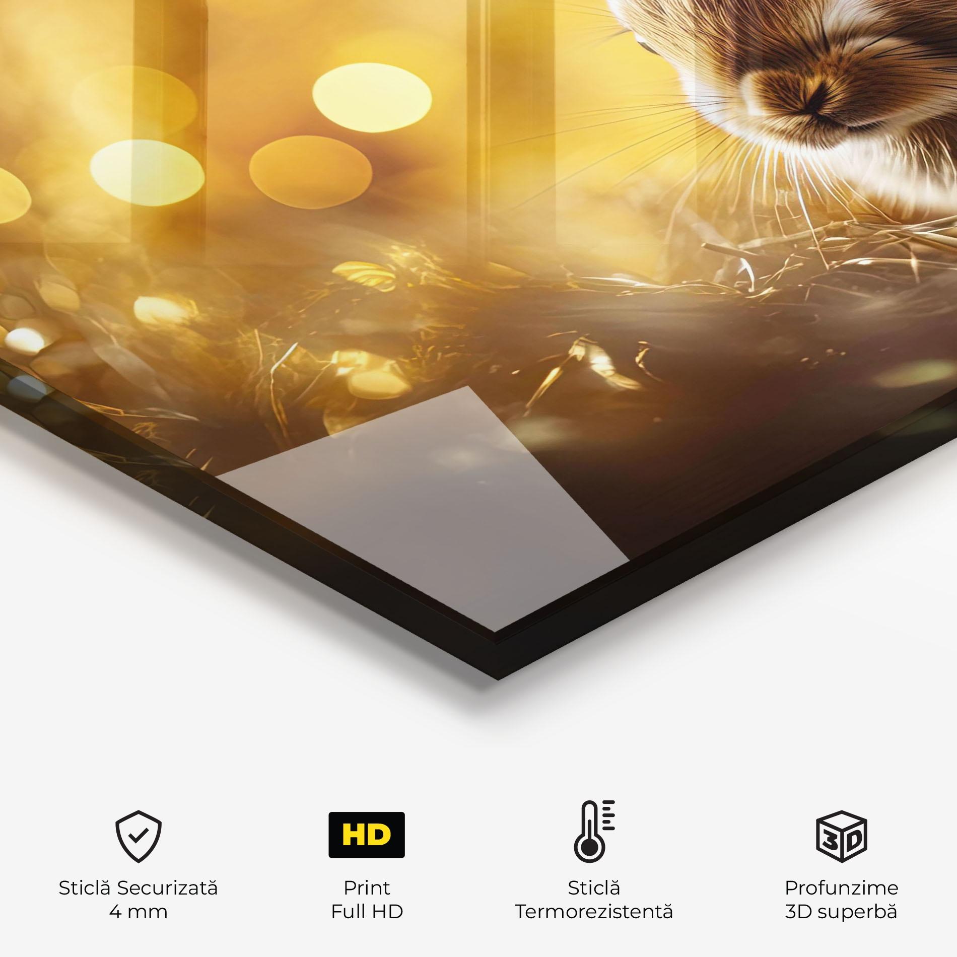 Panou Sticla Bucatarie Gold Lights Bunny mockup 2