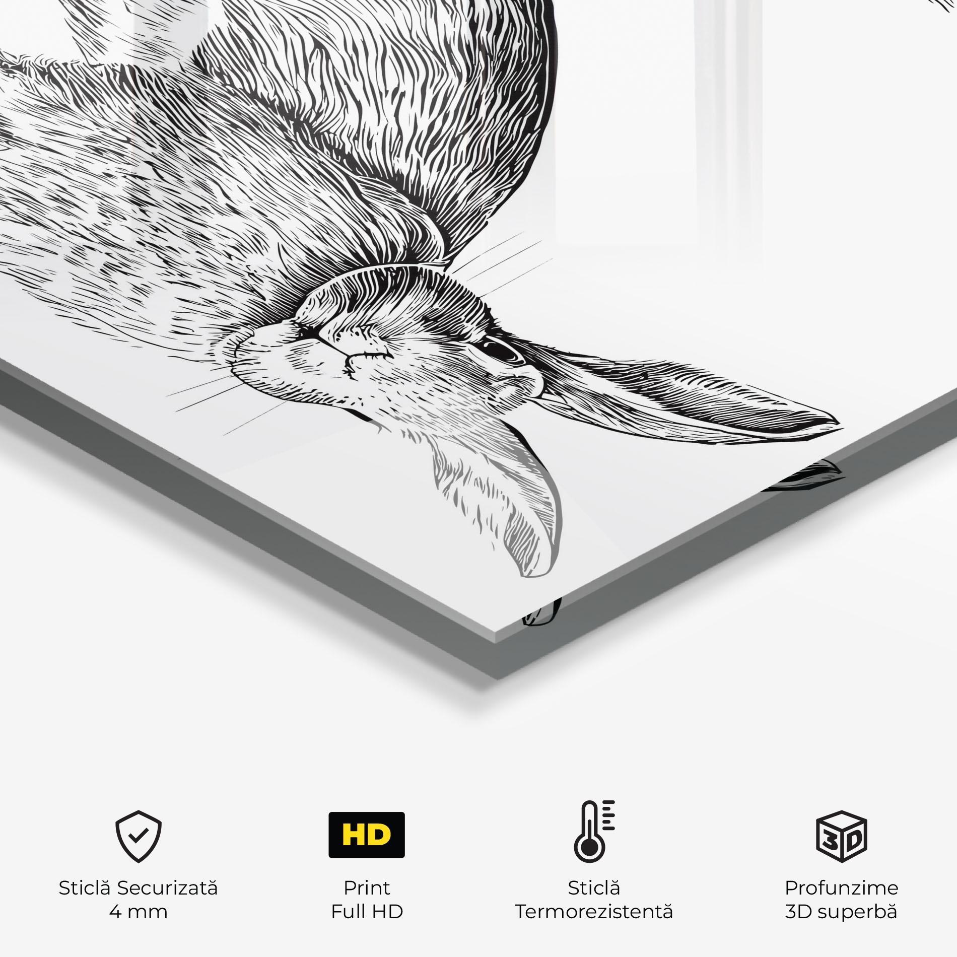 Panou Sticla Bucatarie Rabbit Sketch mockup 2