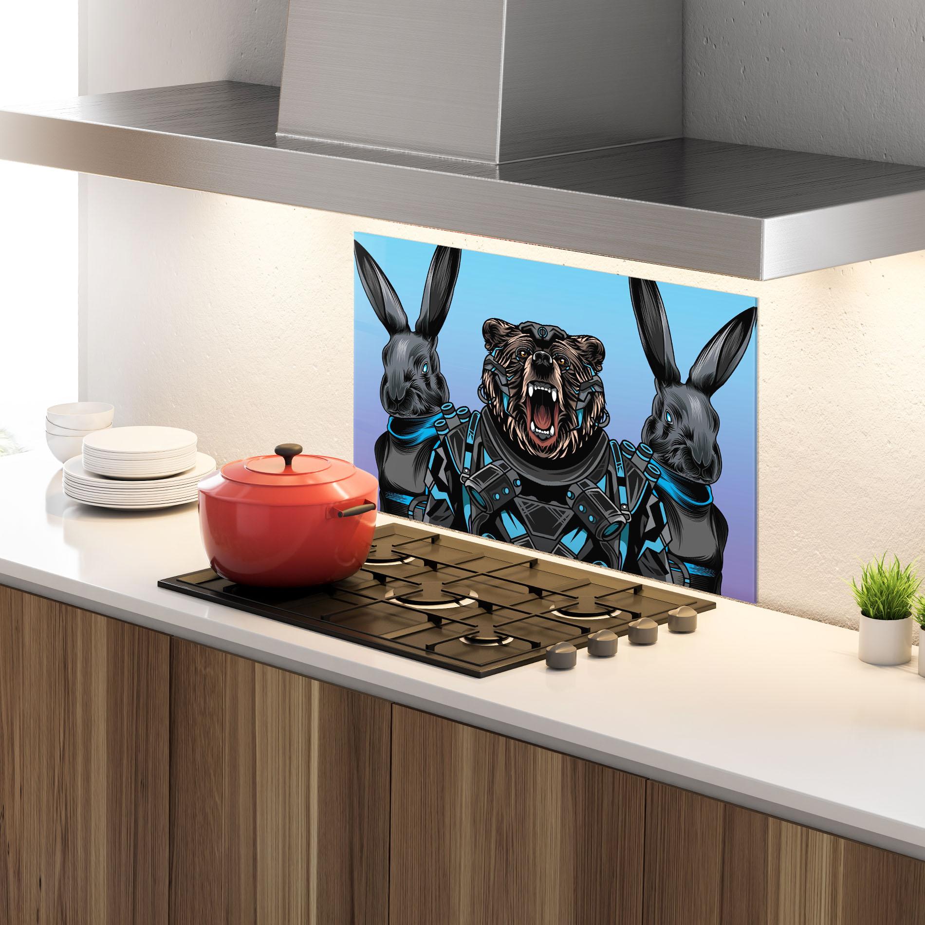 Panou Sticla Bucatarie Bunny Bear mockup 4