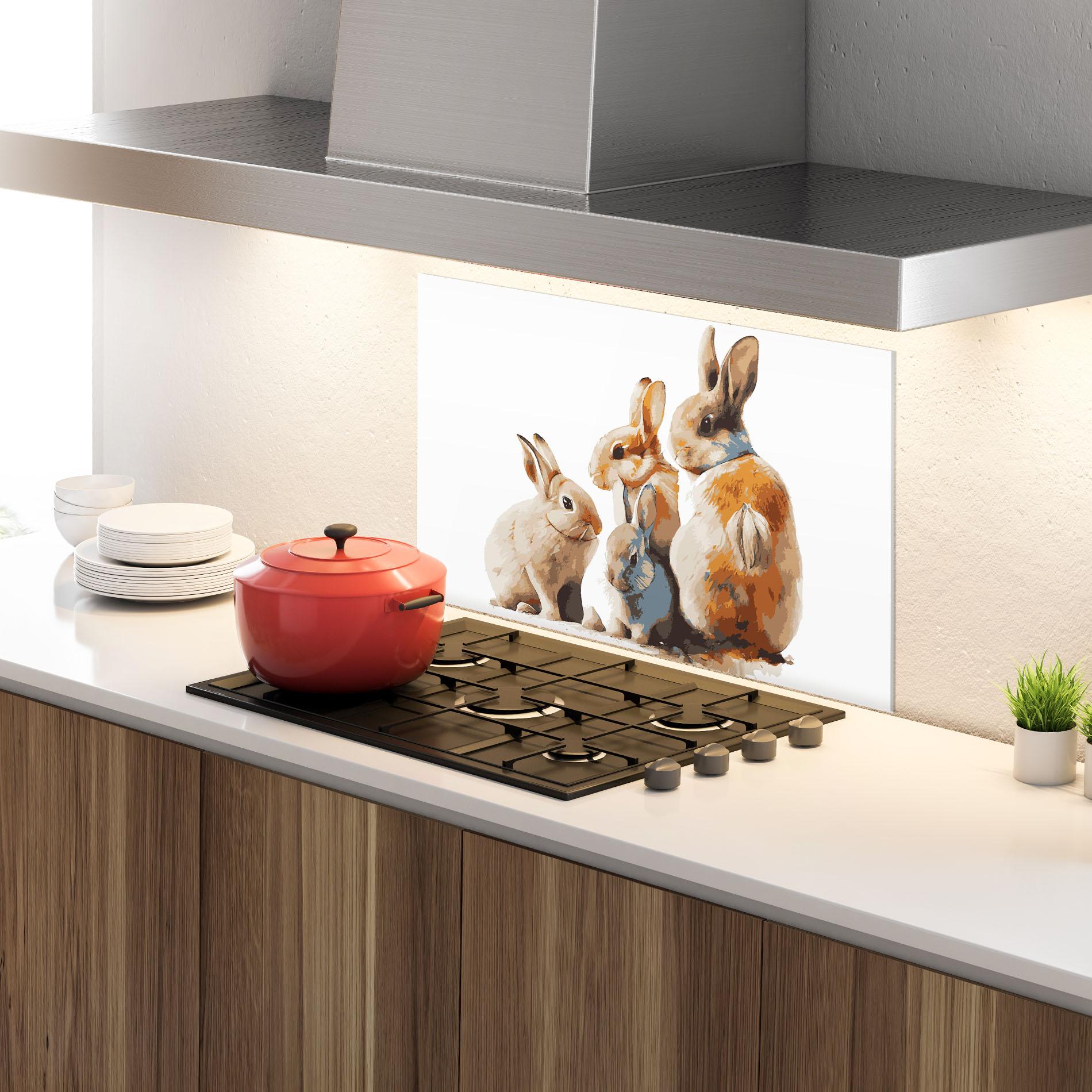 Panou Sticla Bucatarie Bunny Family mockup 4