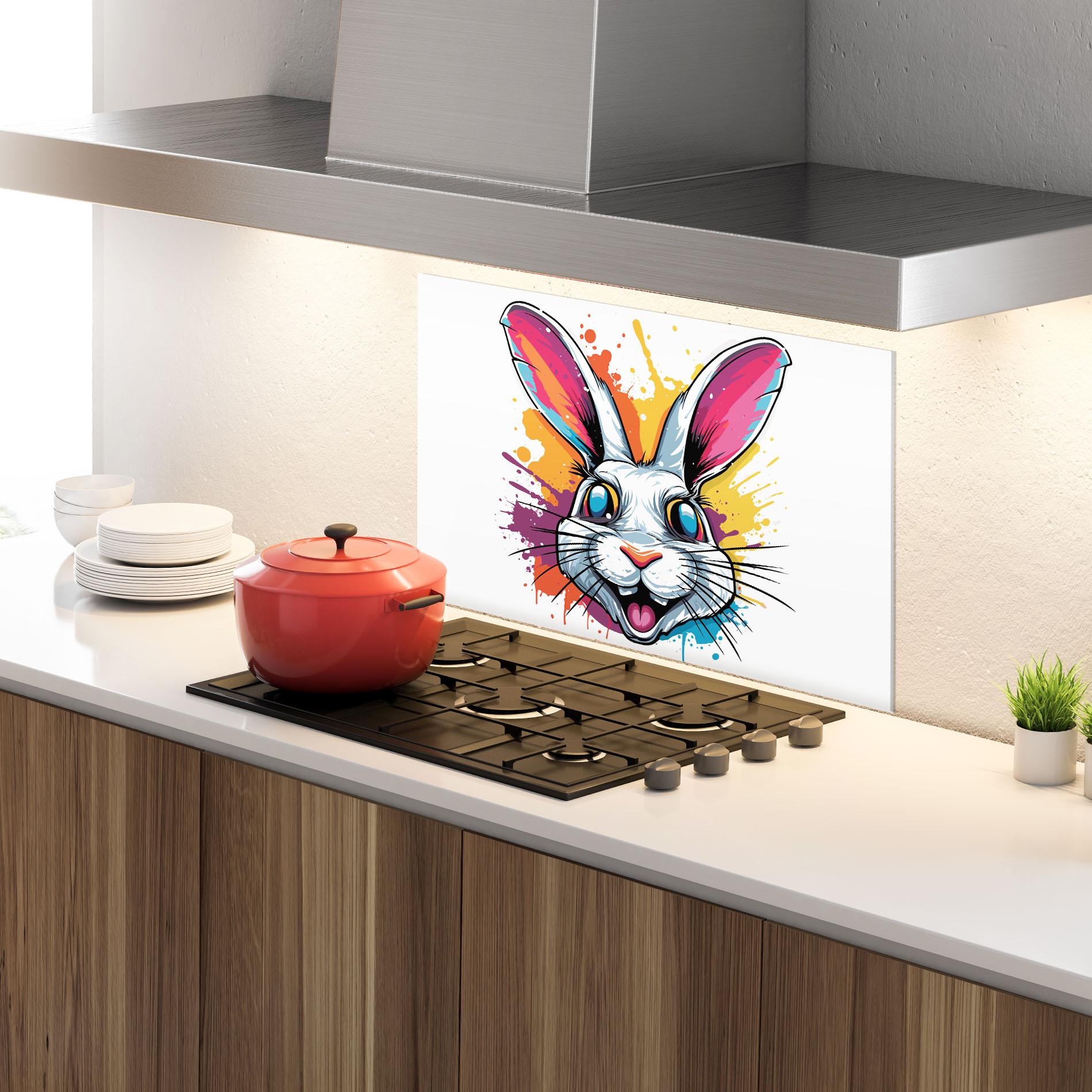 Panou Sticla Bucatarie Crazy Bunny mockup 4
