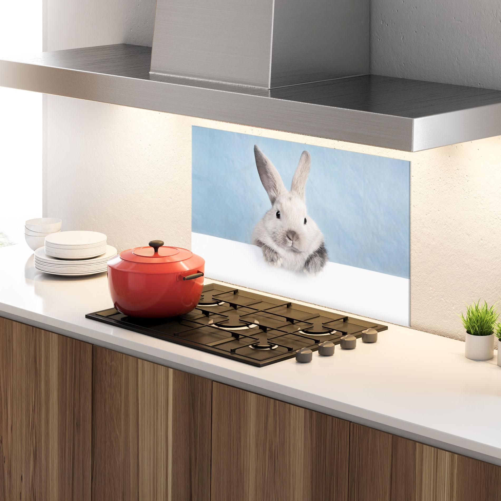 Panou Sticla Bucatarie Cream Bunny mockup 4