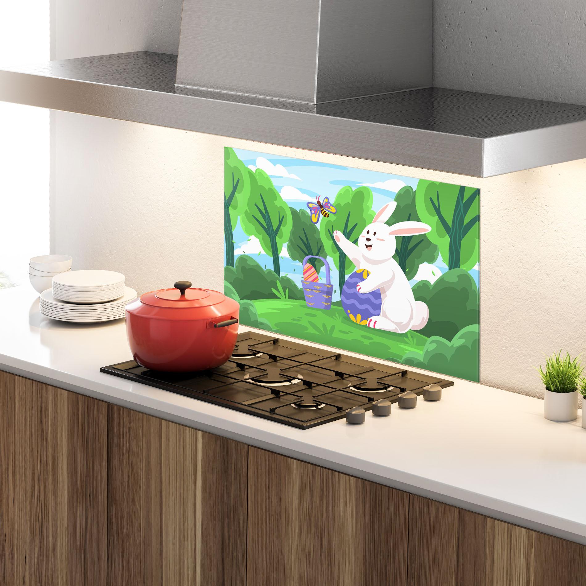 Panou Sticla Bucatarie Easter Rabbit mockup 4