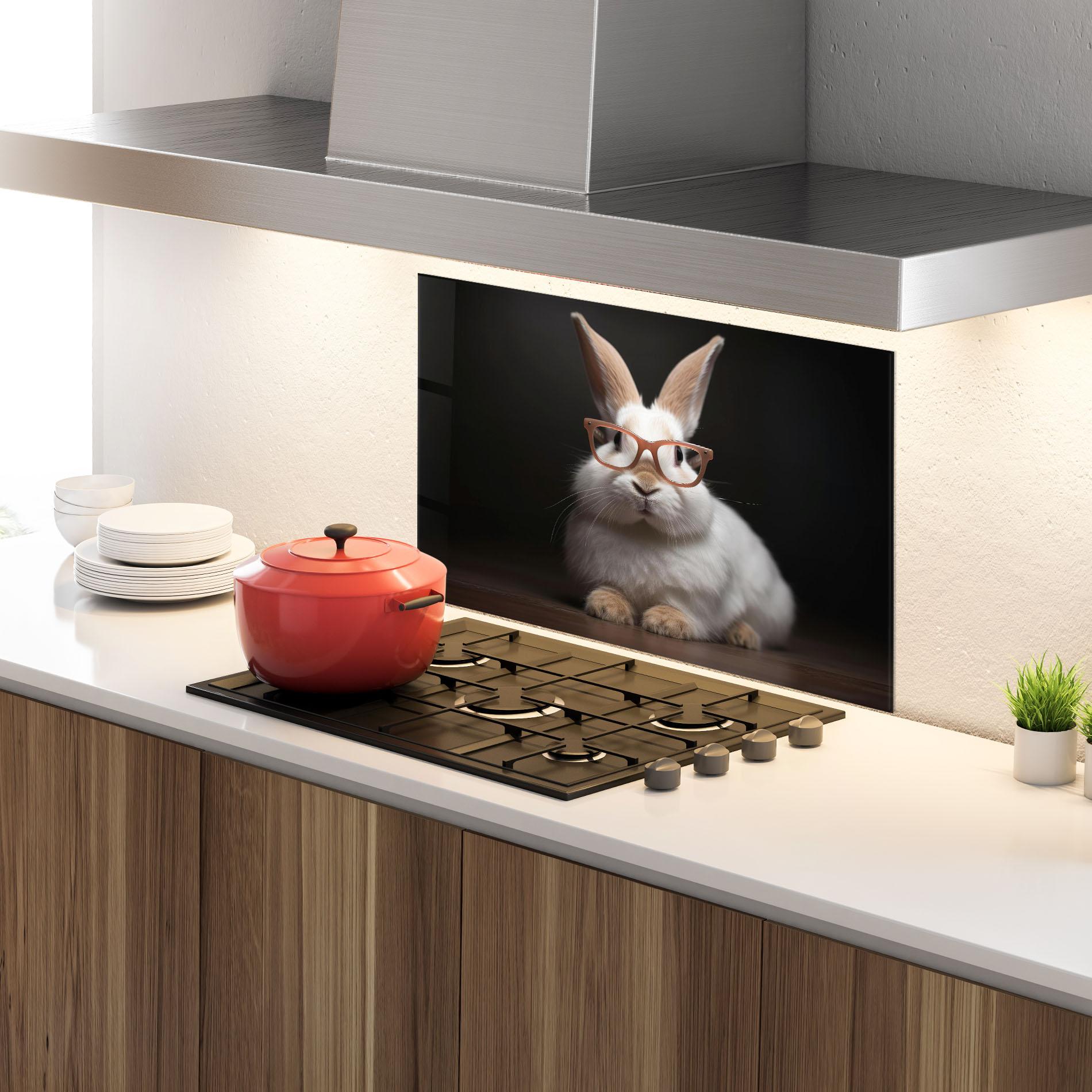 Panou Sticla Bucatarie Eyeglasses Bunny mockup 4