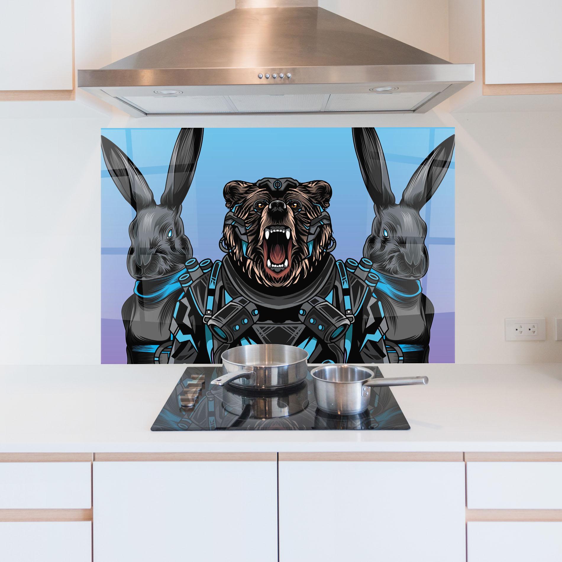 Panou Sticla Bucatarie Bunny Bear mockup 5