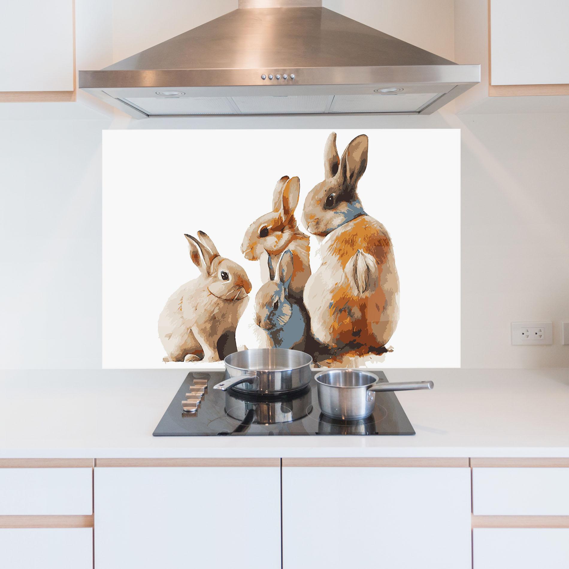Panou Sticla Bucatarie Bunny Family mockup 5
