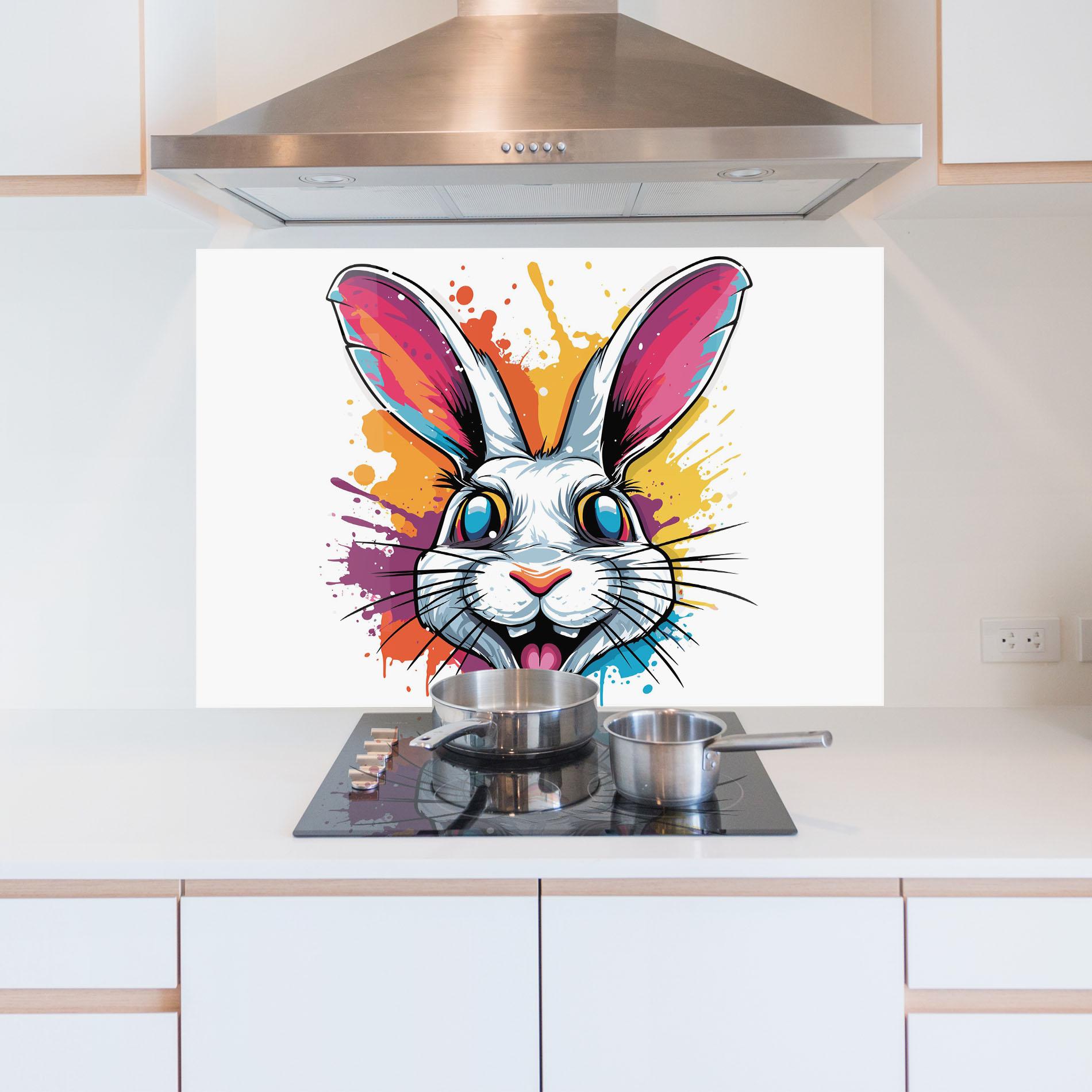 Panou Sticla Bucatarie Crazy Bunny mockup 5