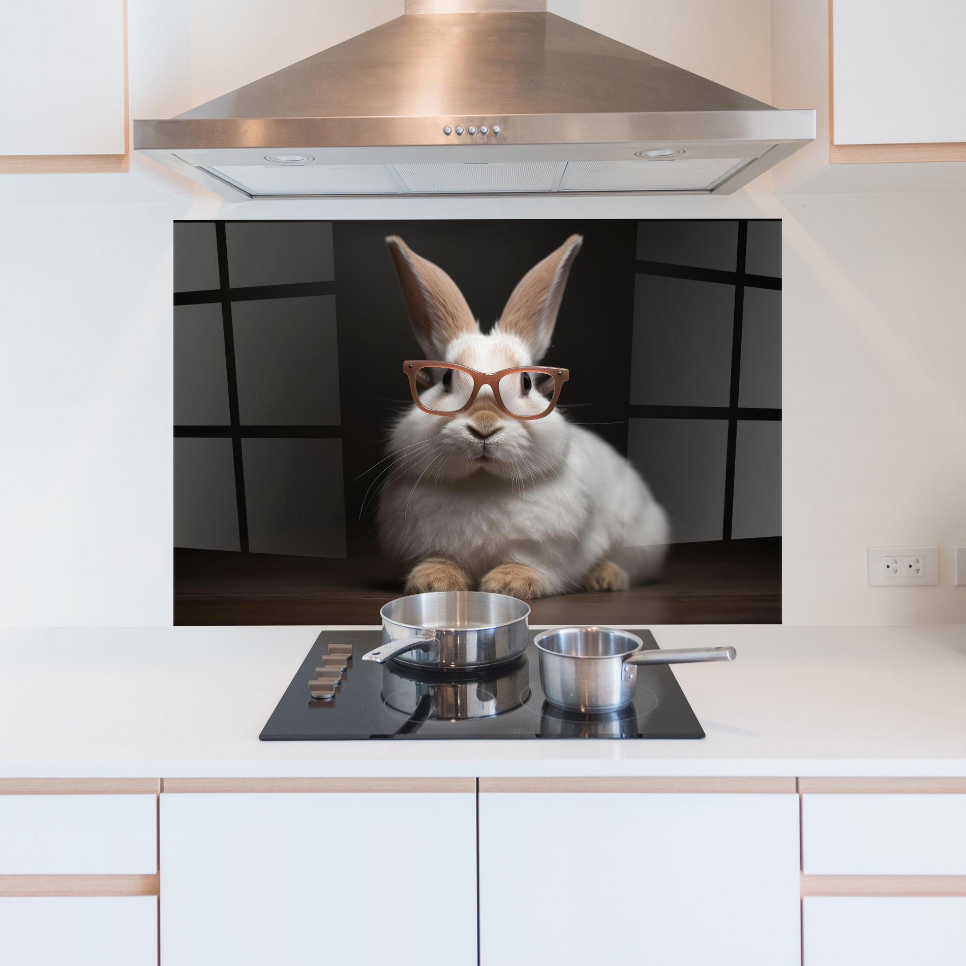 Panou Sticla Bucatarie Eyeglasses Bunny mockup 5