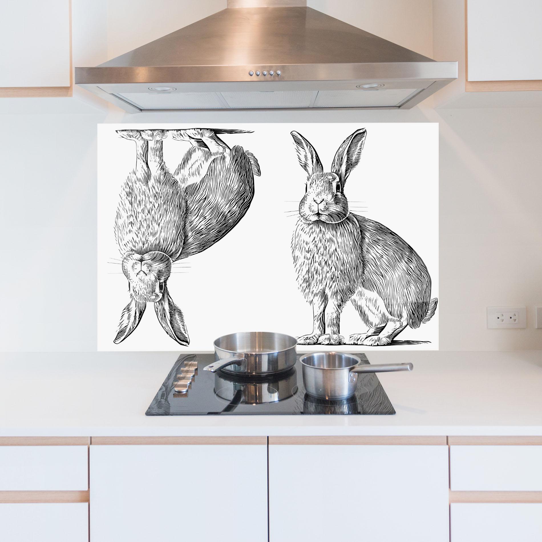 Panou Sticla Bucatarie Rabbit Sketch mockup 5