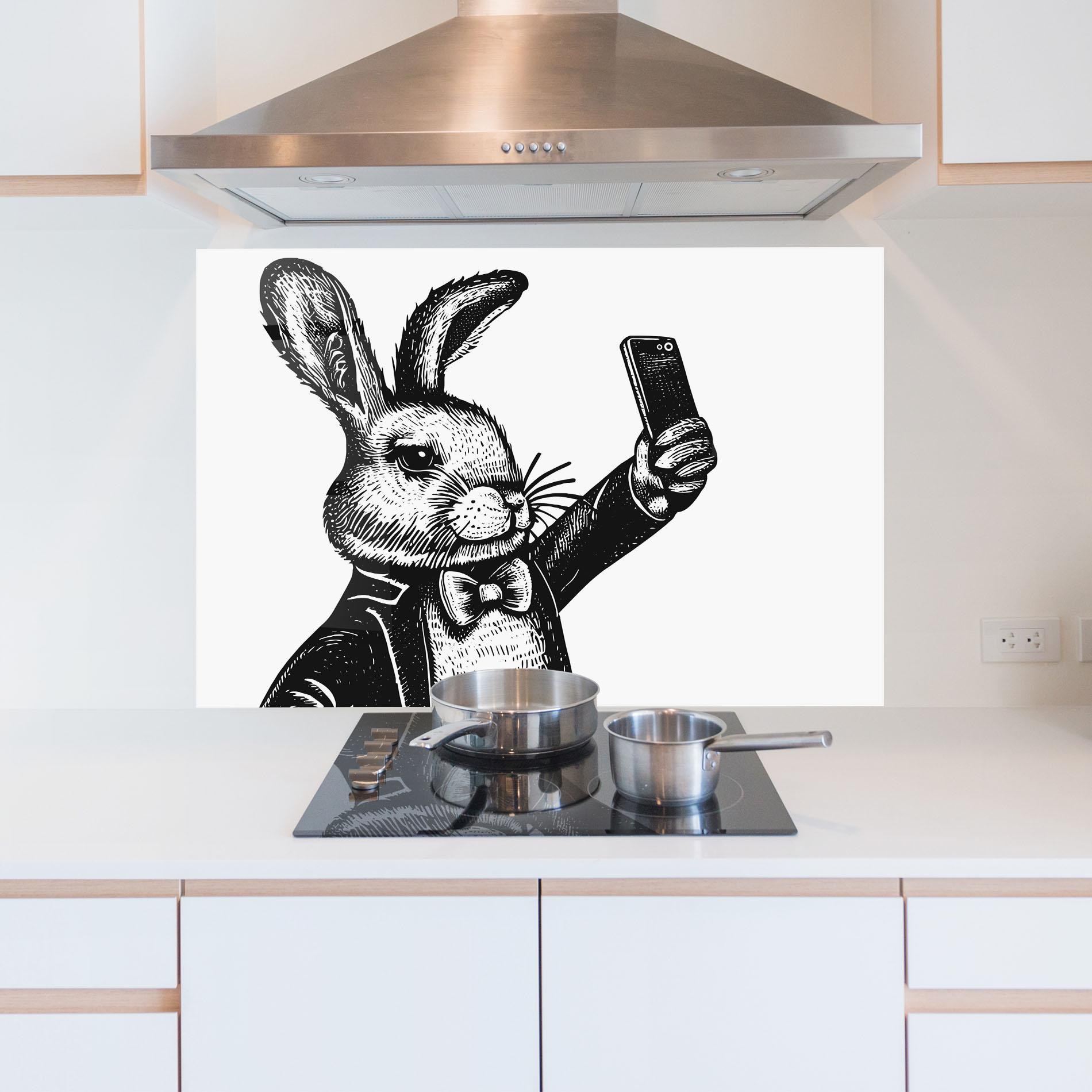 Panou Sticla Bucatarie Selfie Bunny mockup 5