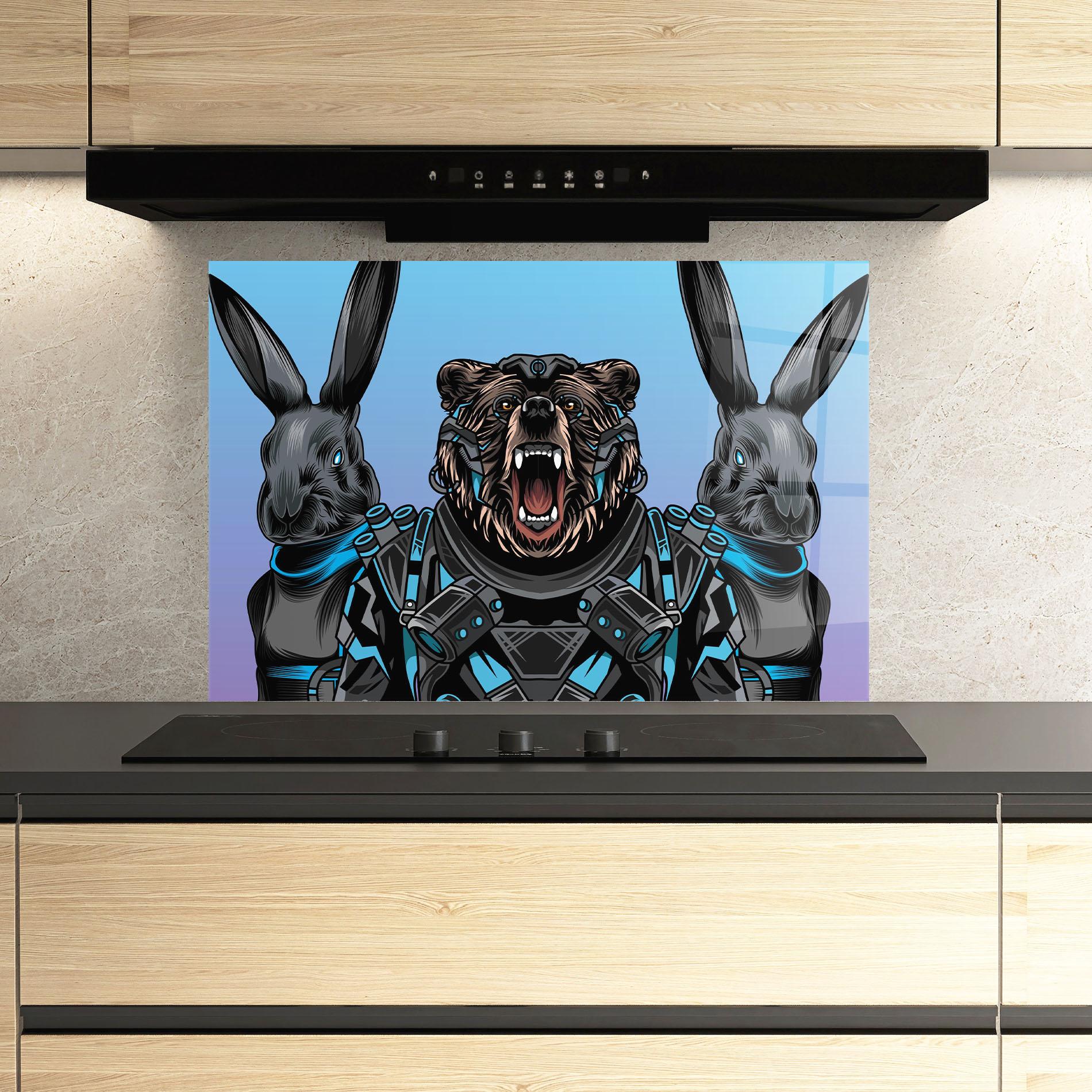 Panou Sticla Bucatarie Bunny Bear mockup 3