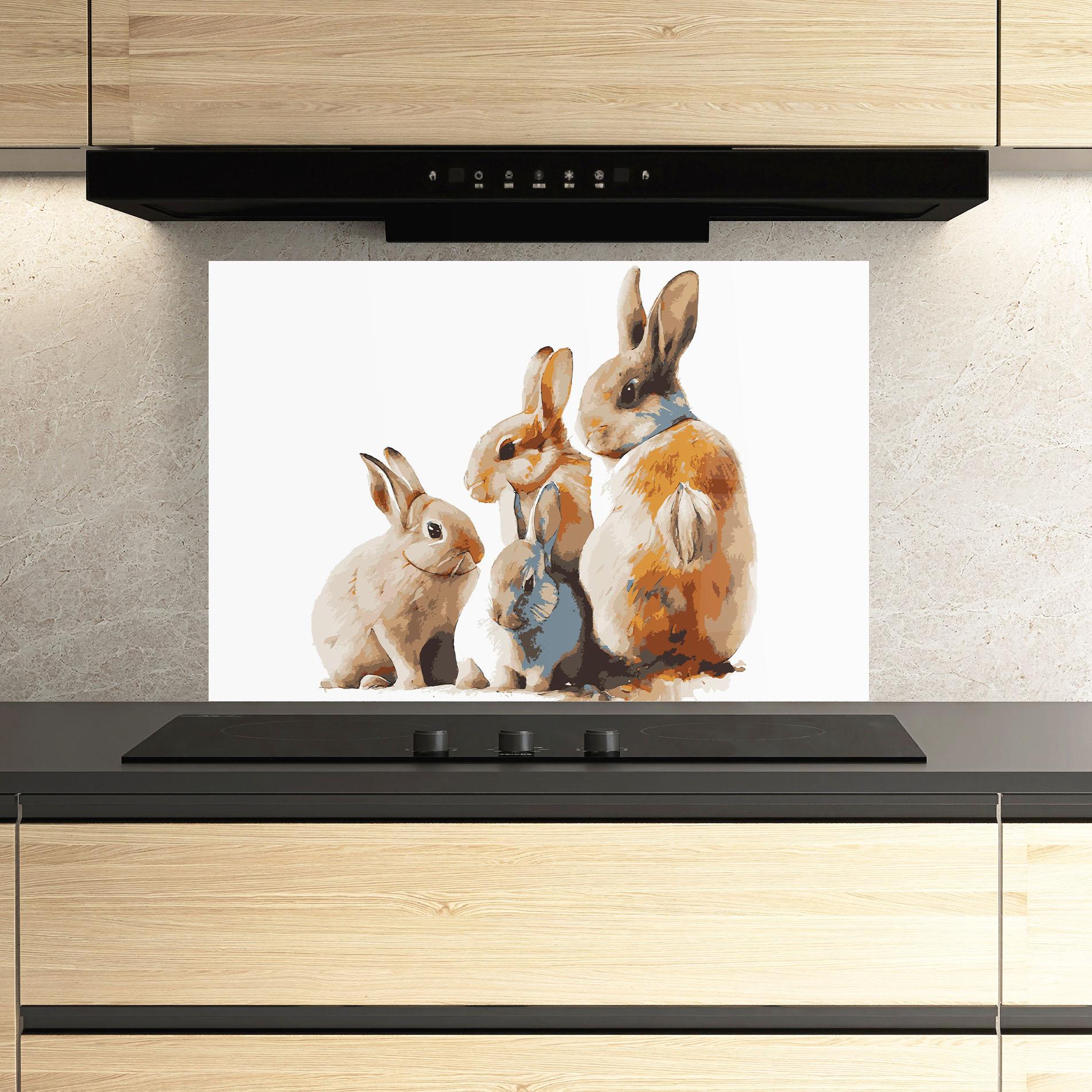 Panou Sticla Bucatarie Bunny Family mockup 3