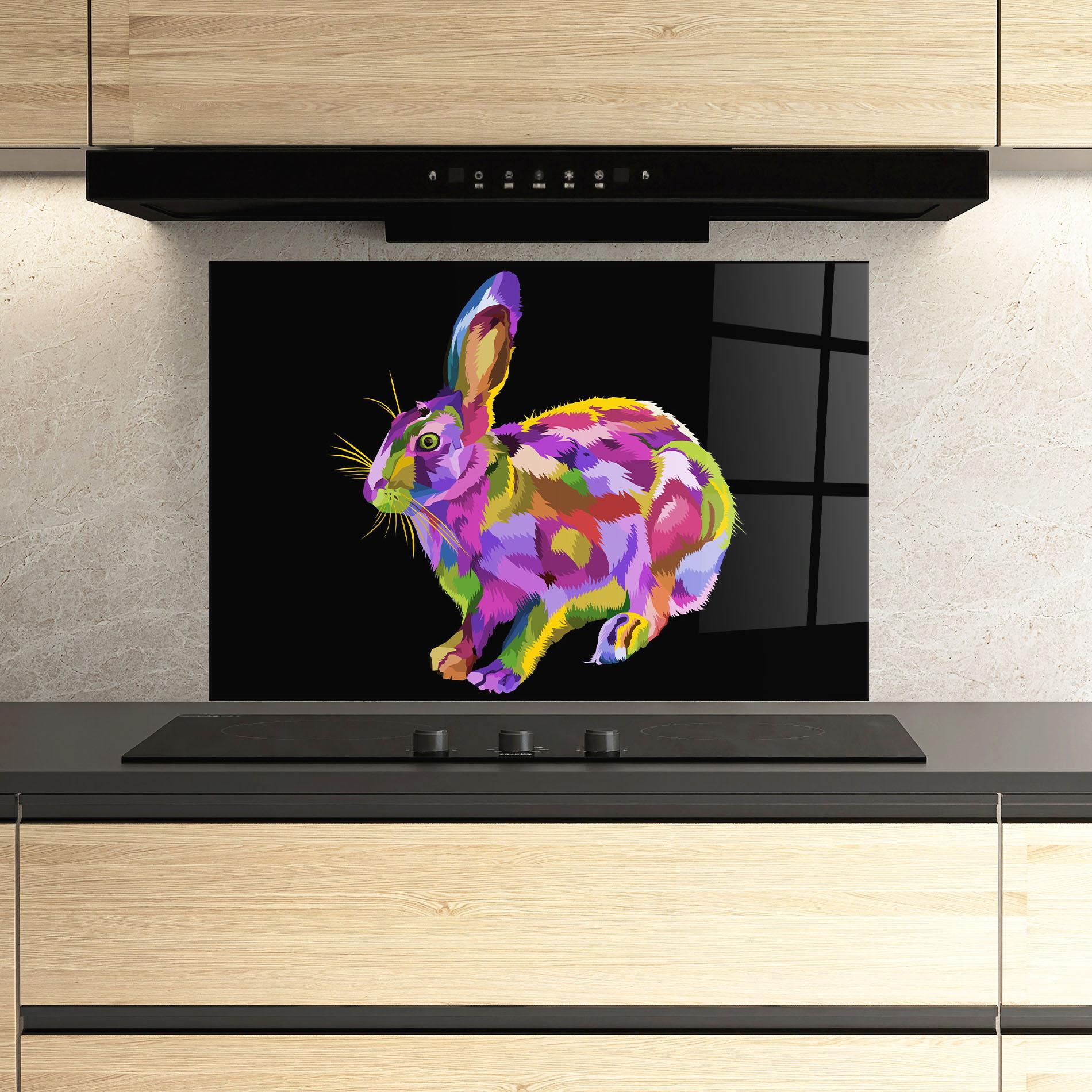 Panou Sticla Bucatarie Colorful Bunny mockup 3