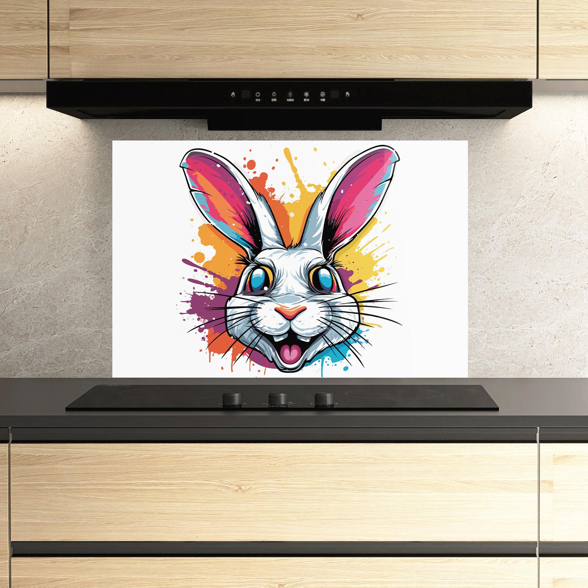 Panou Sticla Bucatarie Crazy Bunny mockup 3