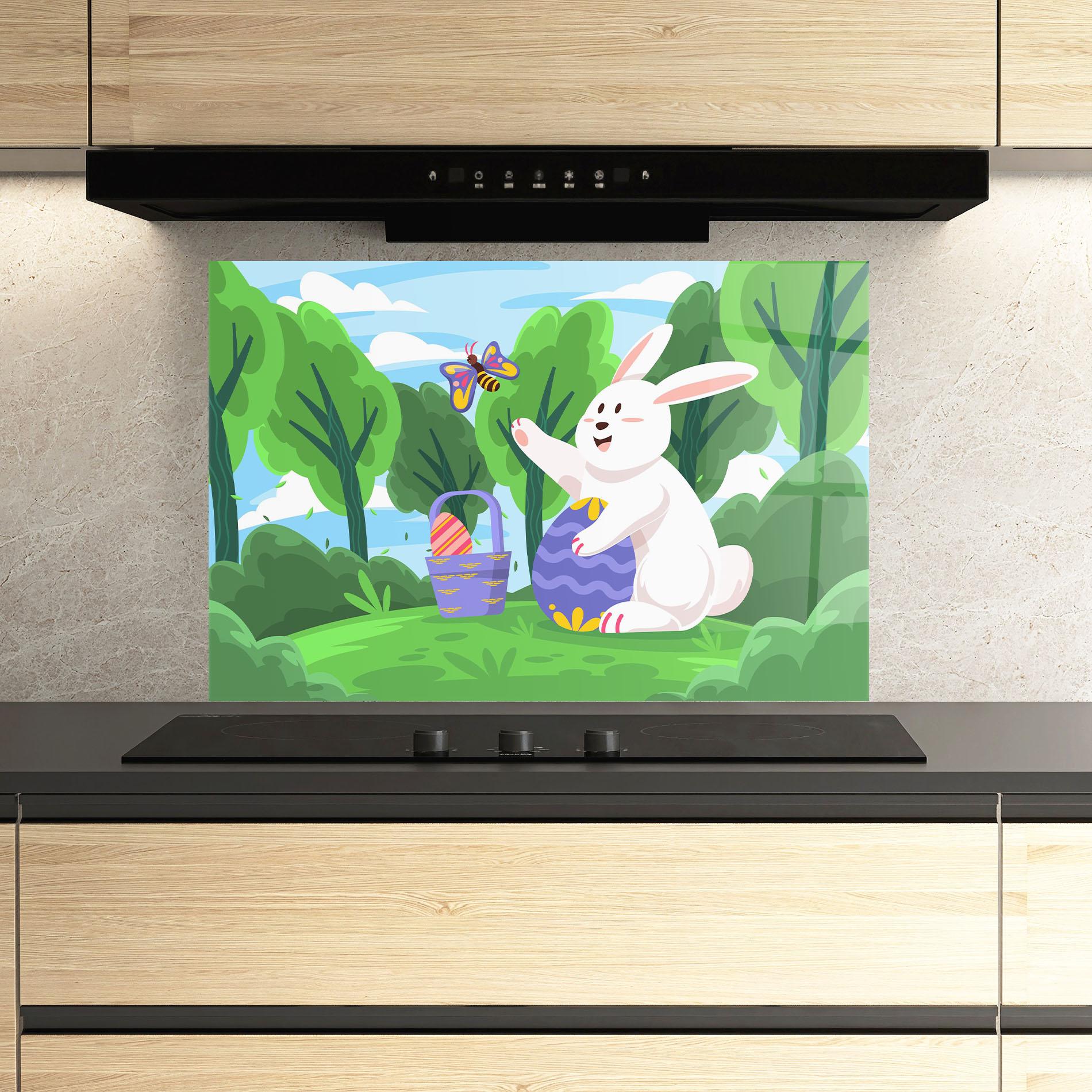 Panou Sticla Bucatarie Easter Rabbit mockup 3