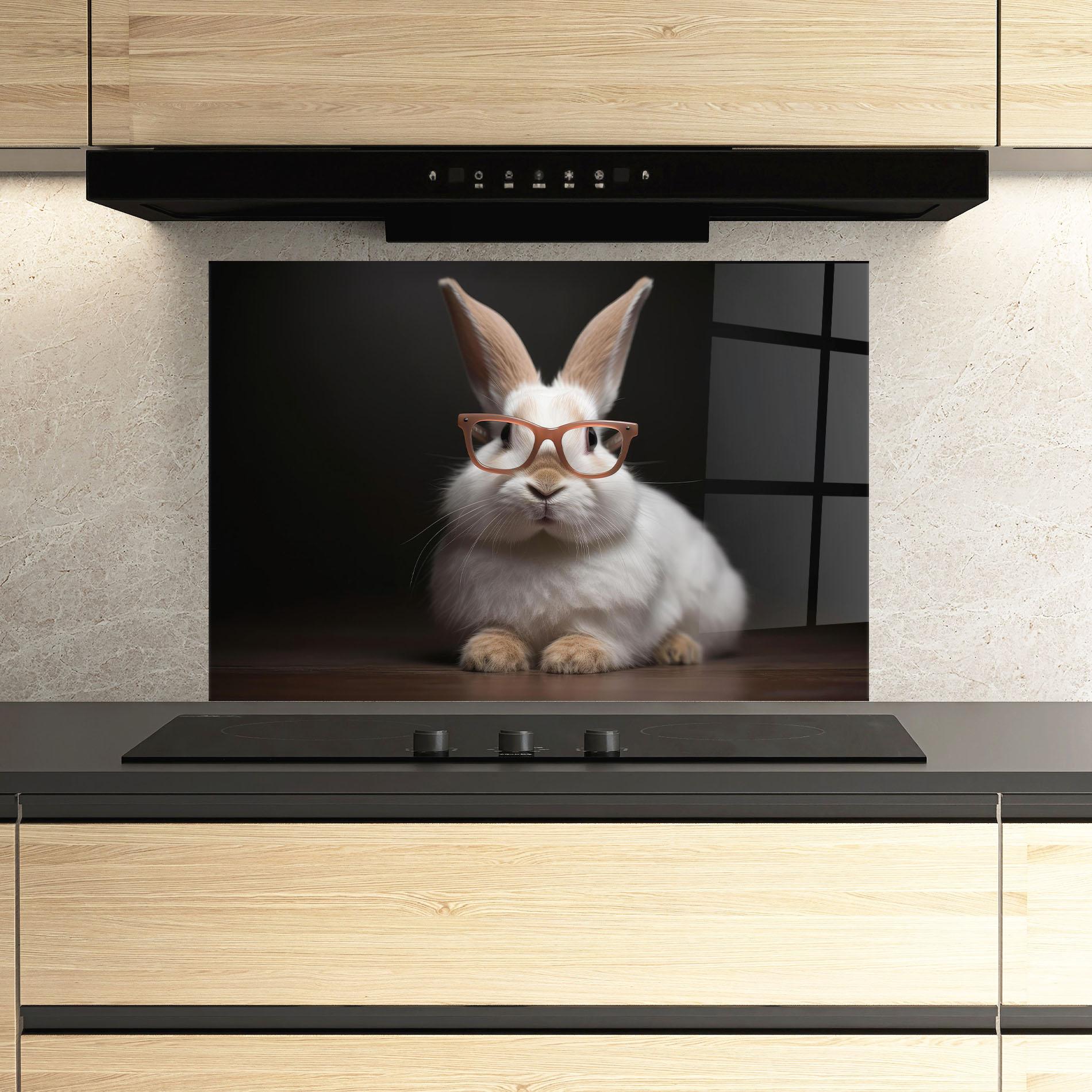 Panou Sticla Bucatarie Eyeglasses Bunny mockup 3