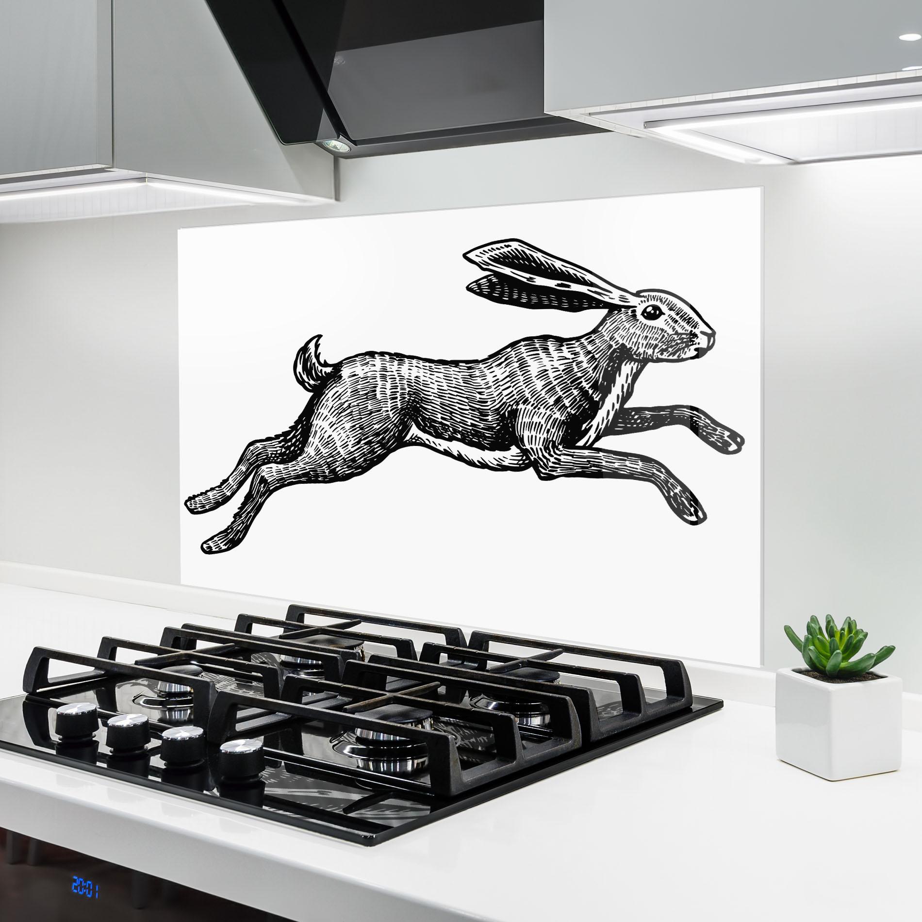 Panou Sticla Bucatarie Black Line Bunny mockup 6