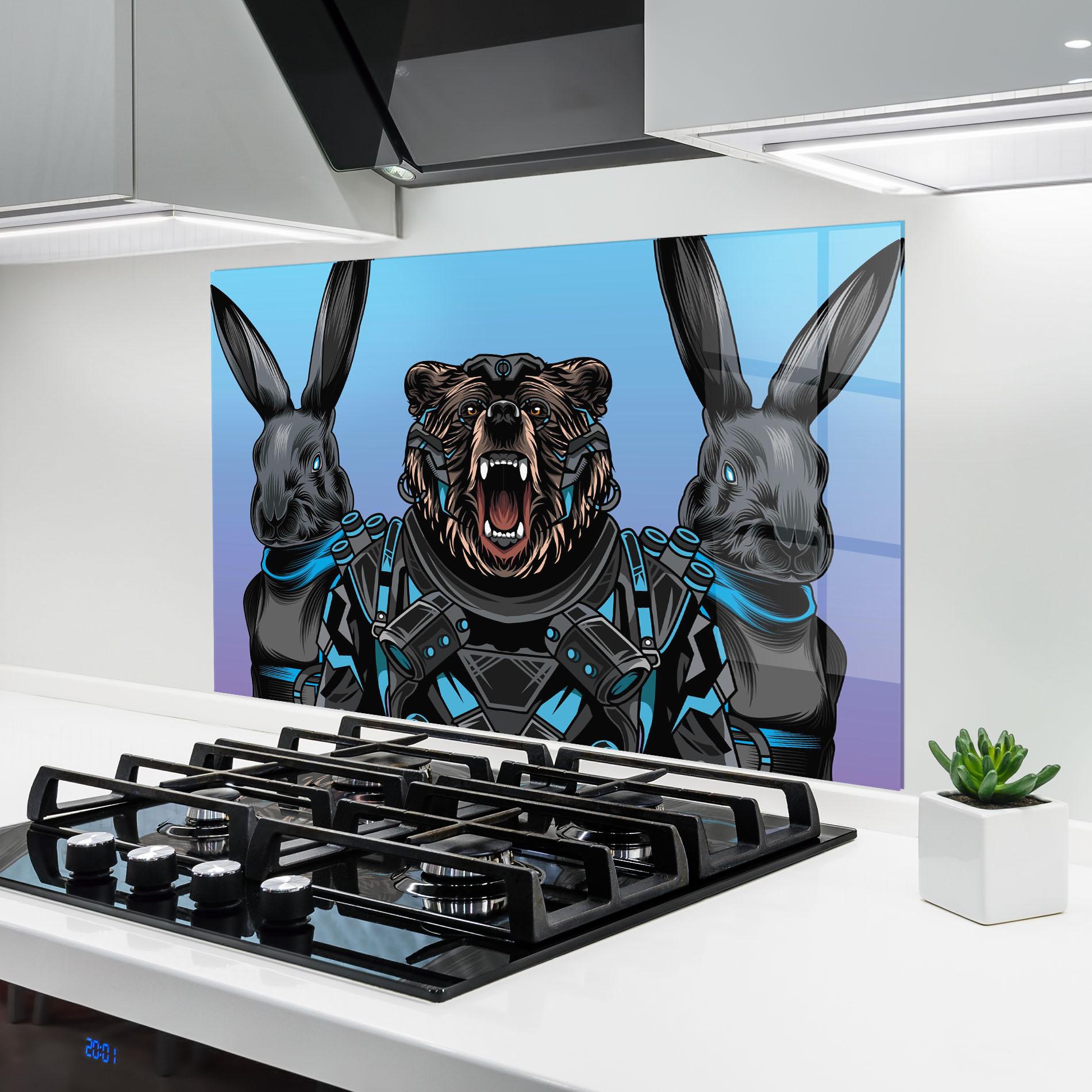 Panou Sticla Bucatarie Bunny Bear mockup 6