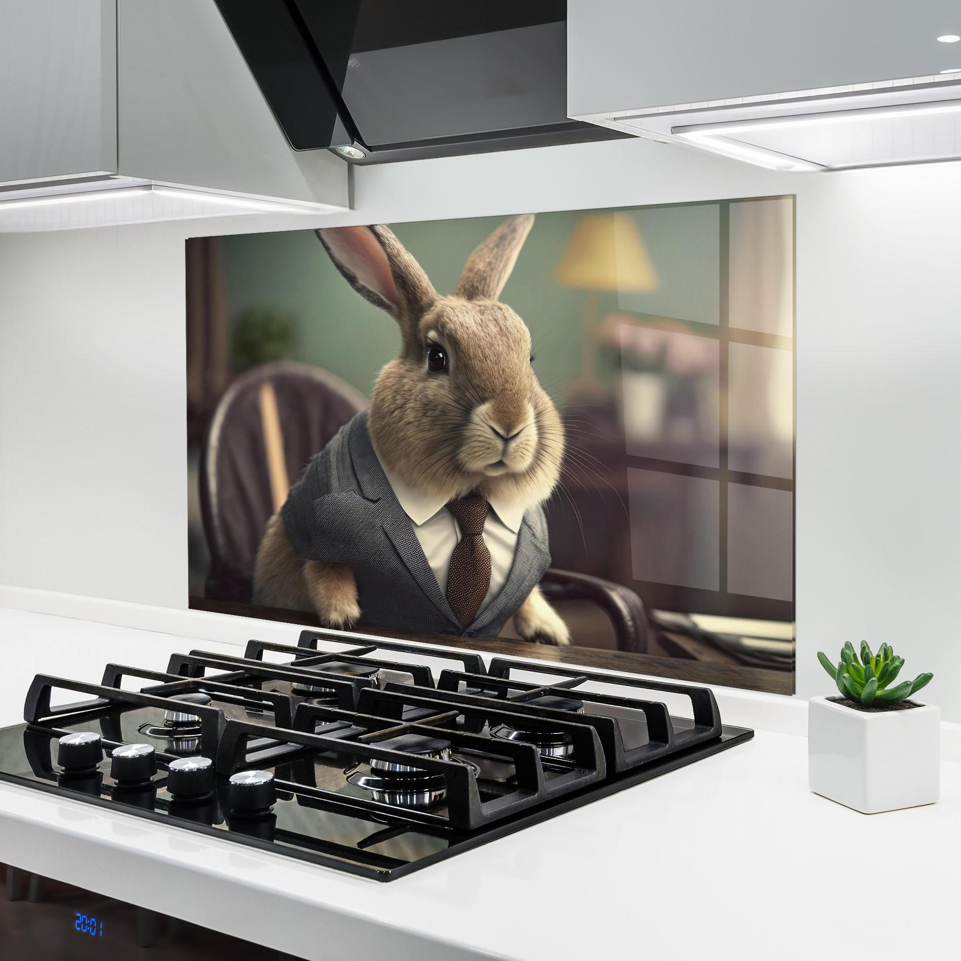 Panou Sticla Bucatarie Business Suit Bunny mockup 6