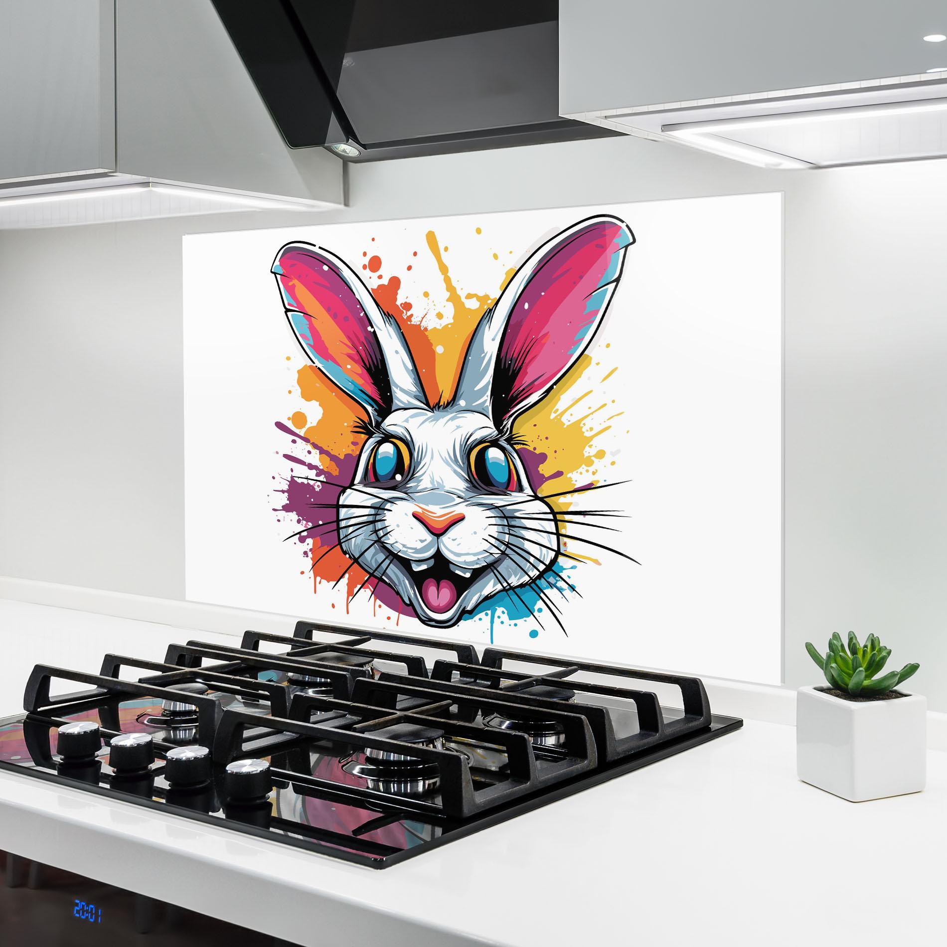 Panou Sticla Bucatarie Crazy Bunny mockup 6