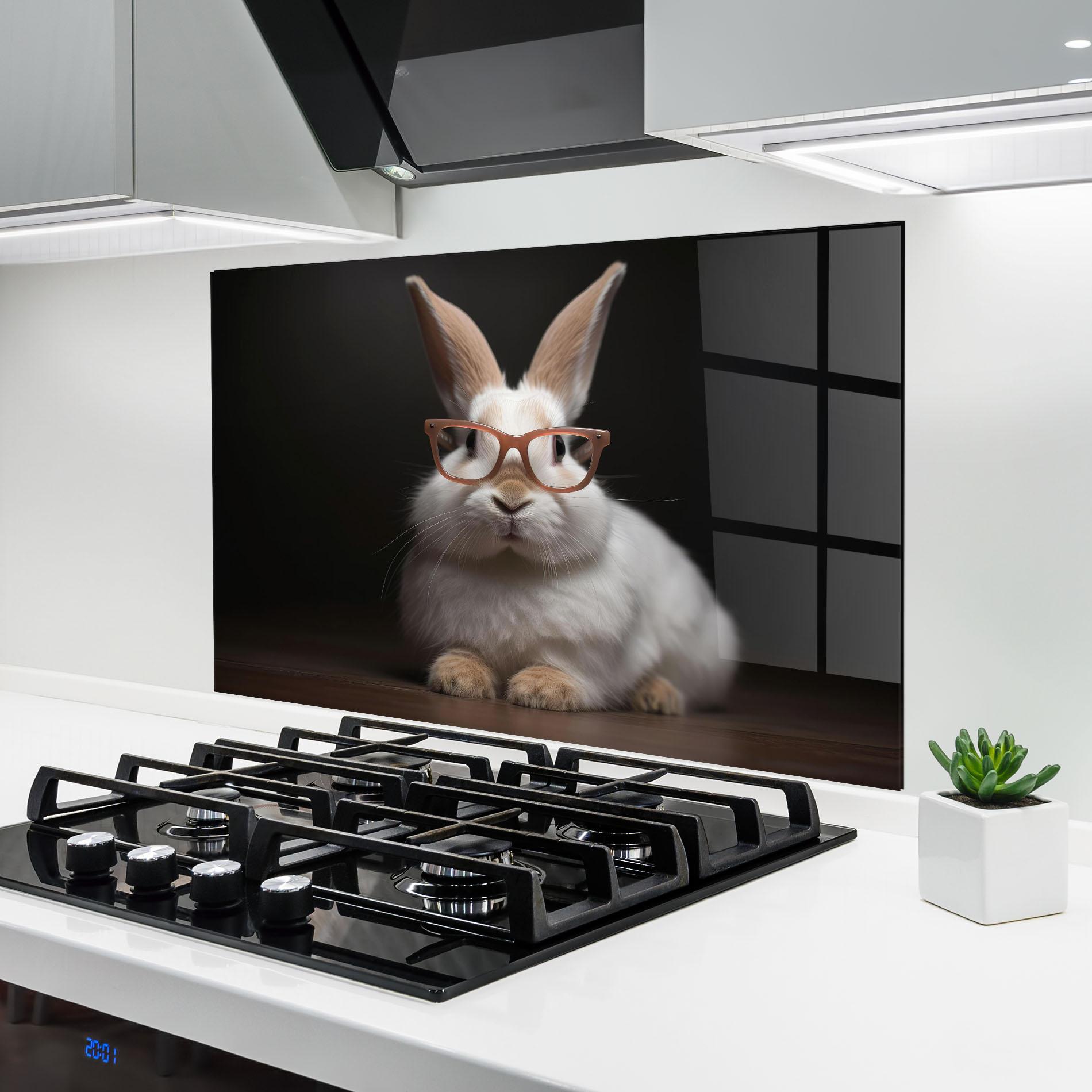Panou Sticla Bucatarie Eyeglasses Bunny mockup 6