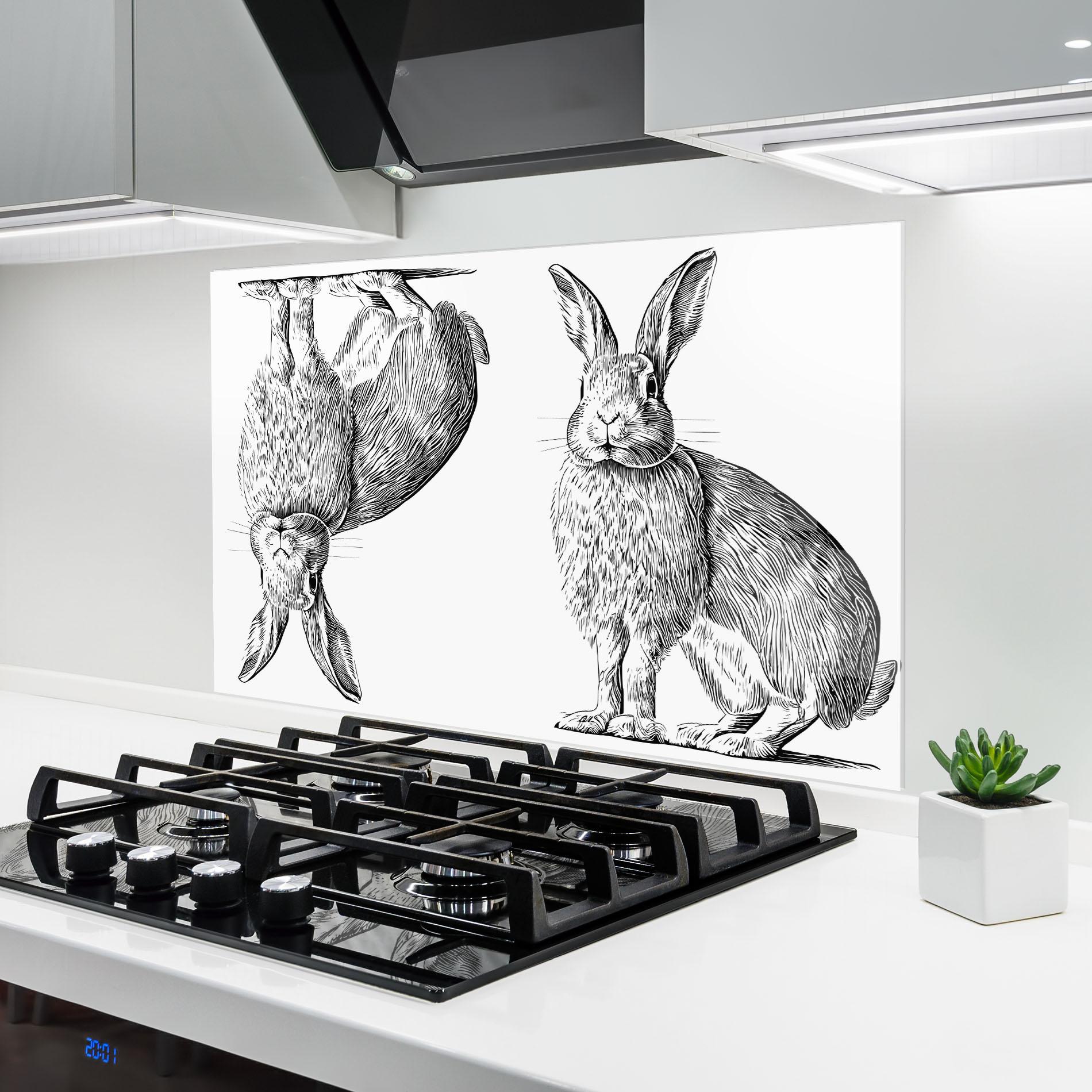 Panou Sticla Bucatarie Rabbit Sketch mockup 6