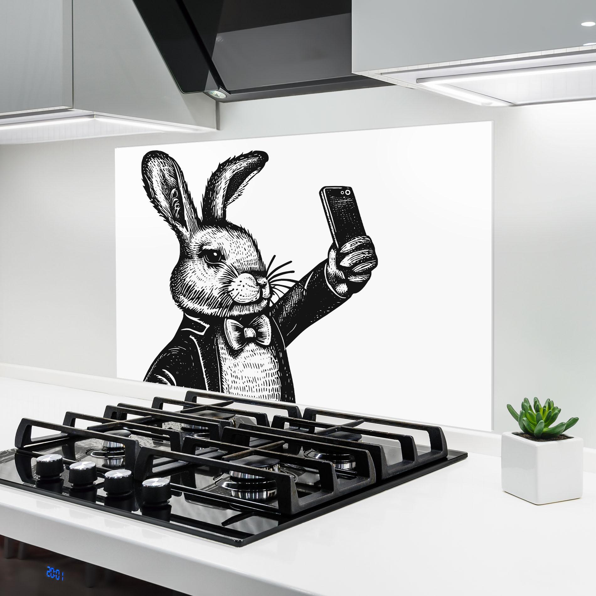 Panou Sticla Bucatarie Selfie Bunny mockup 6