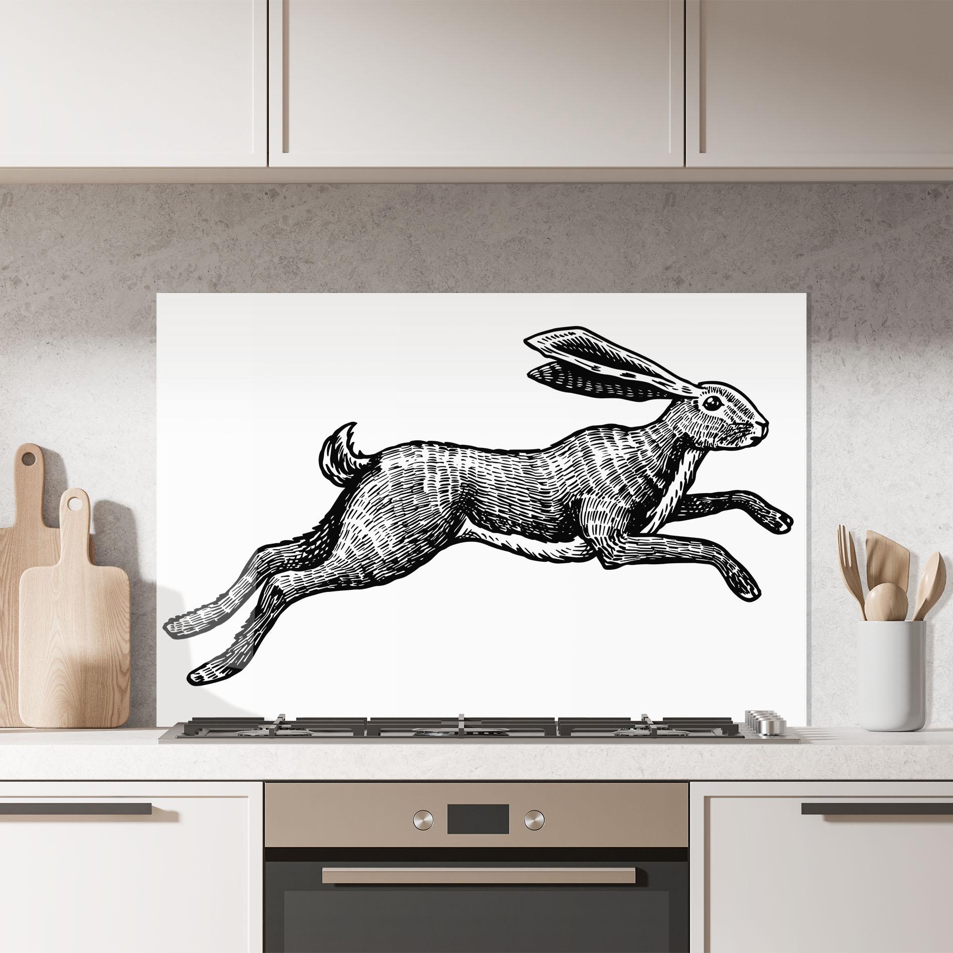 Panou Sticla Bucatarie Black Line Bunny mockup 7