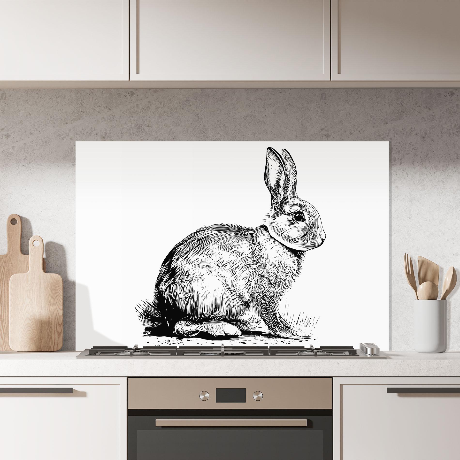 Panou Sticla Bucatarie Bunny Black Lines mockup 7