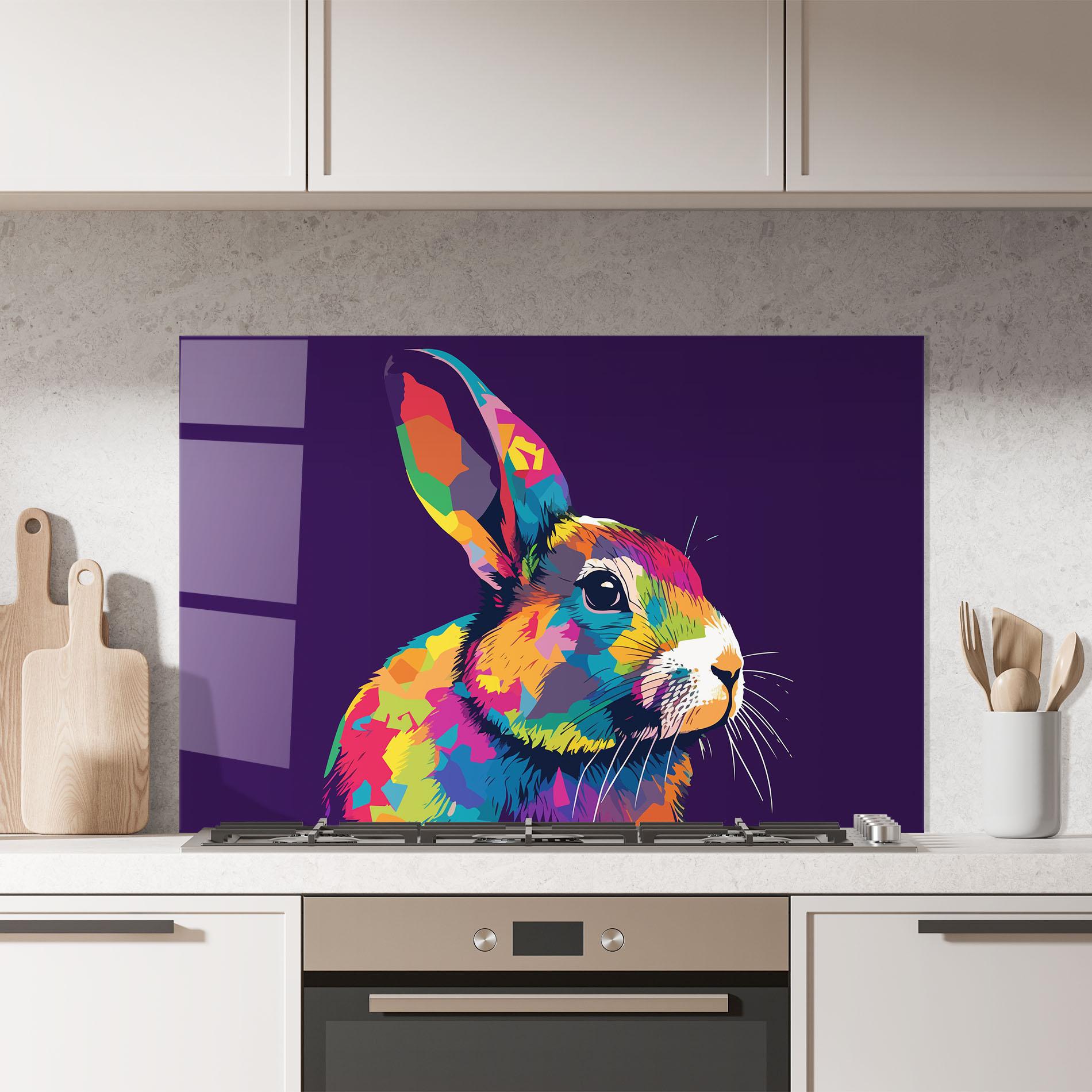 Panou Sticla Bucatarie Bunny On Purple mockup 7