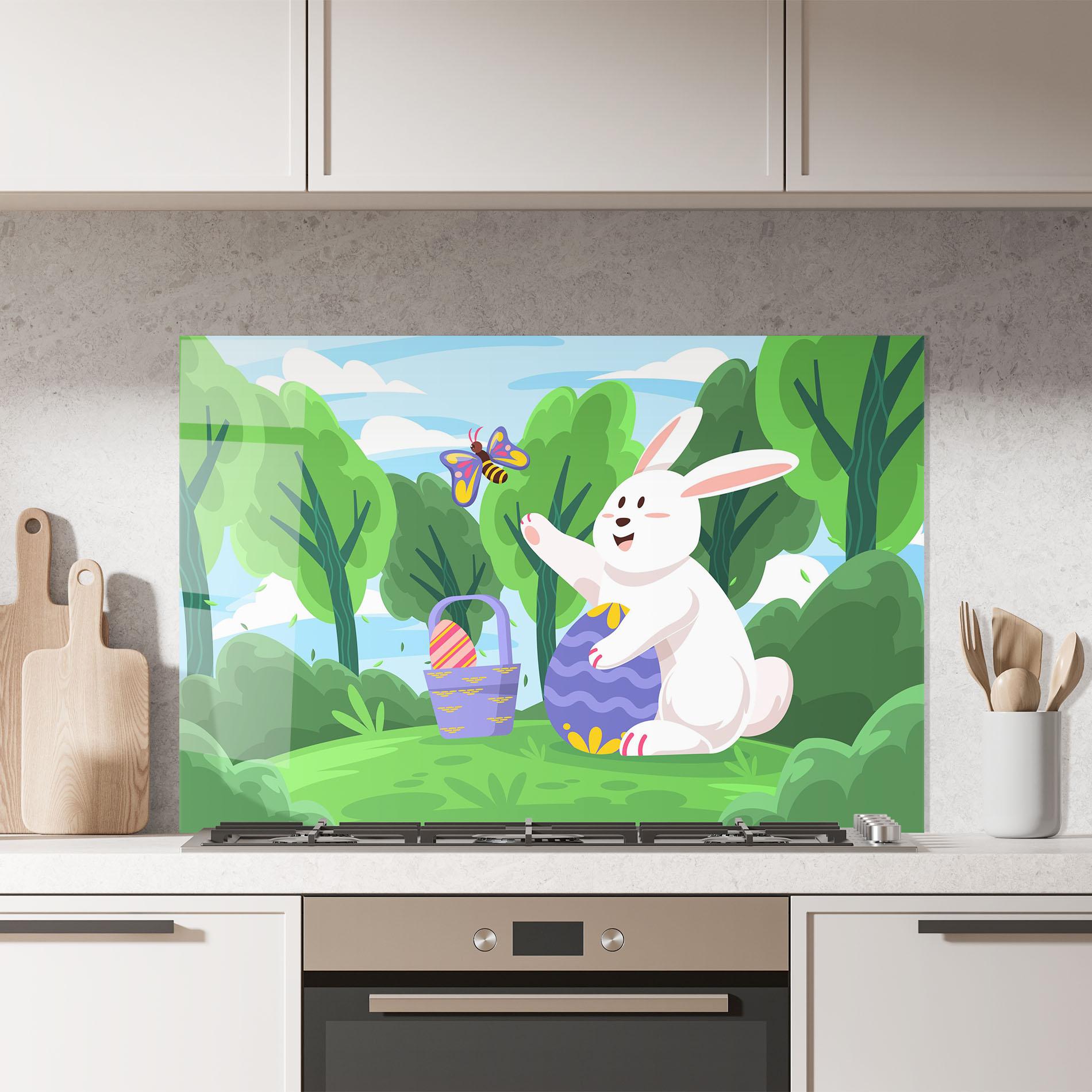 Panou Sticla Bucatarie Easter Rabbit mockup 7
