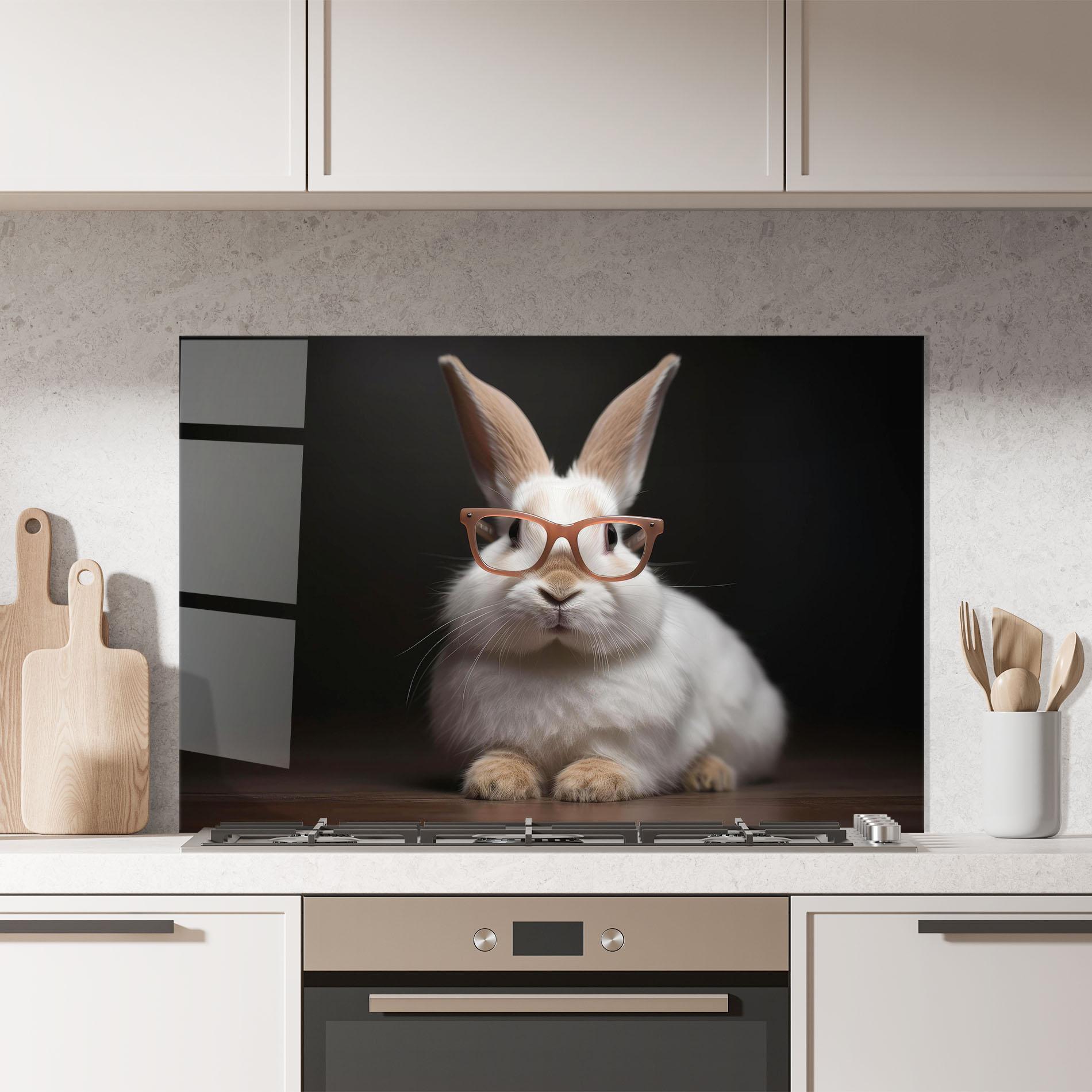 Panou Sticla Bucatarie Eyeglasses Bunny mockup 7