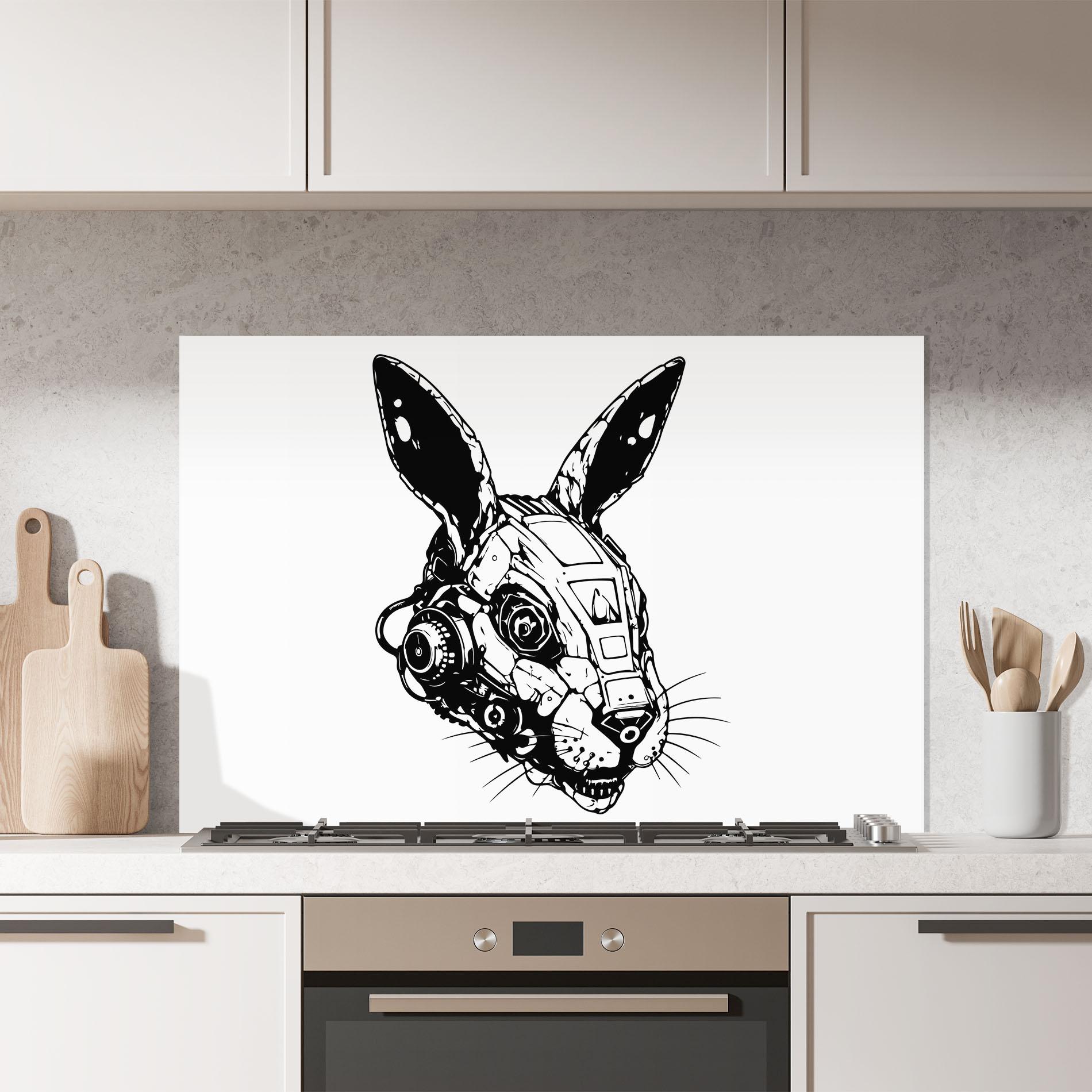 Panou Sticla Bucatarie Rabbit Cyborg mockup 7