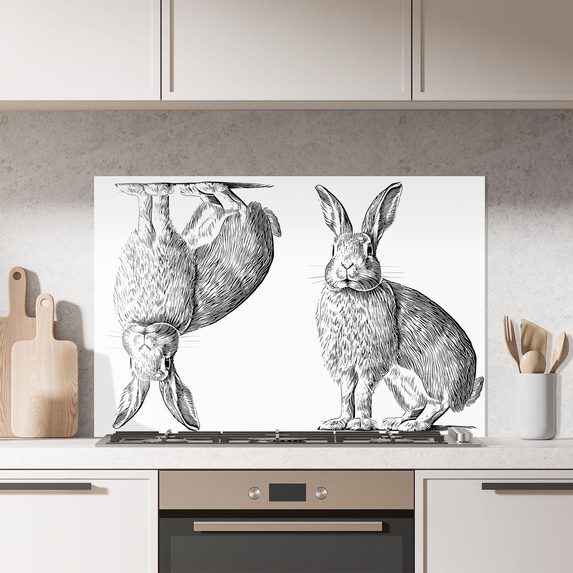 Panou Sticla Bucatarie Rabbit Sketch mockup 7