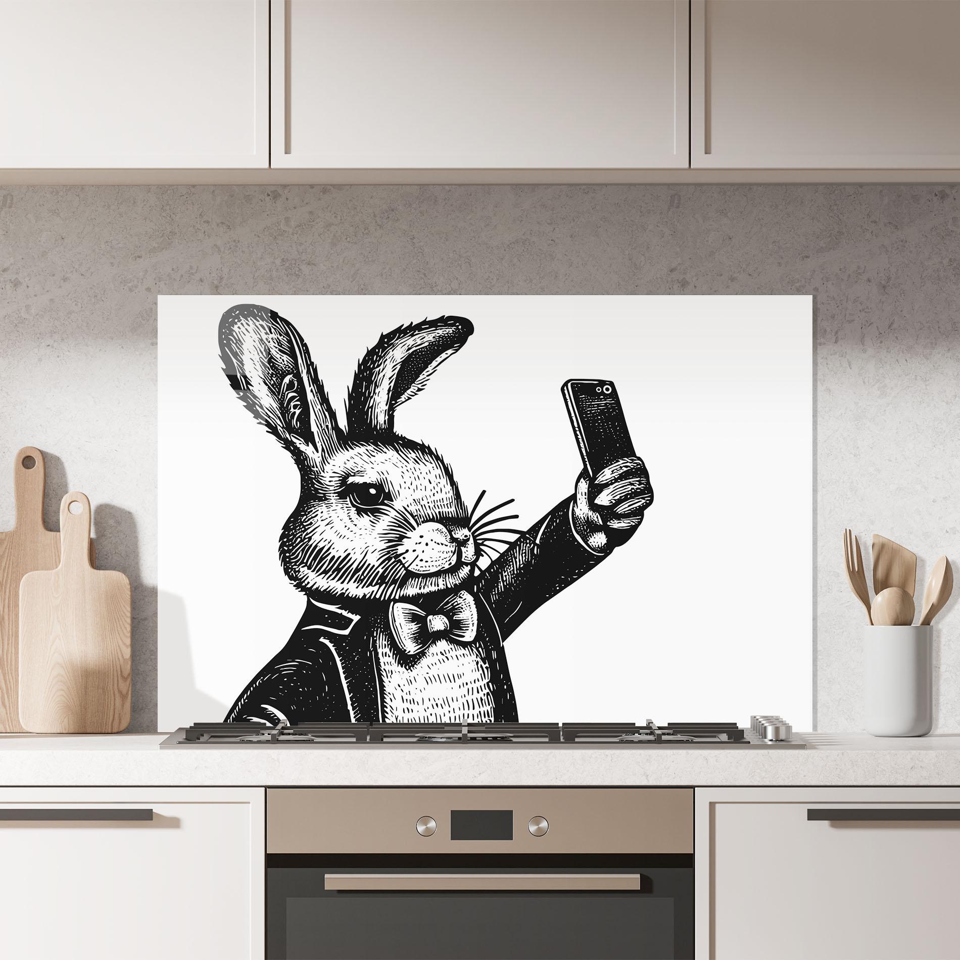Panou Sticla Bucatarie Selfie Bunny mockup 7