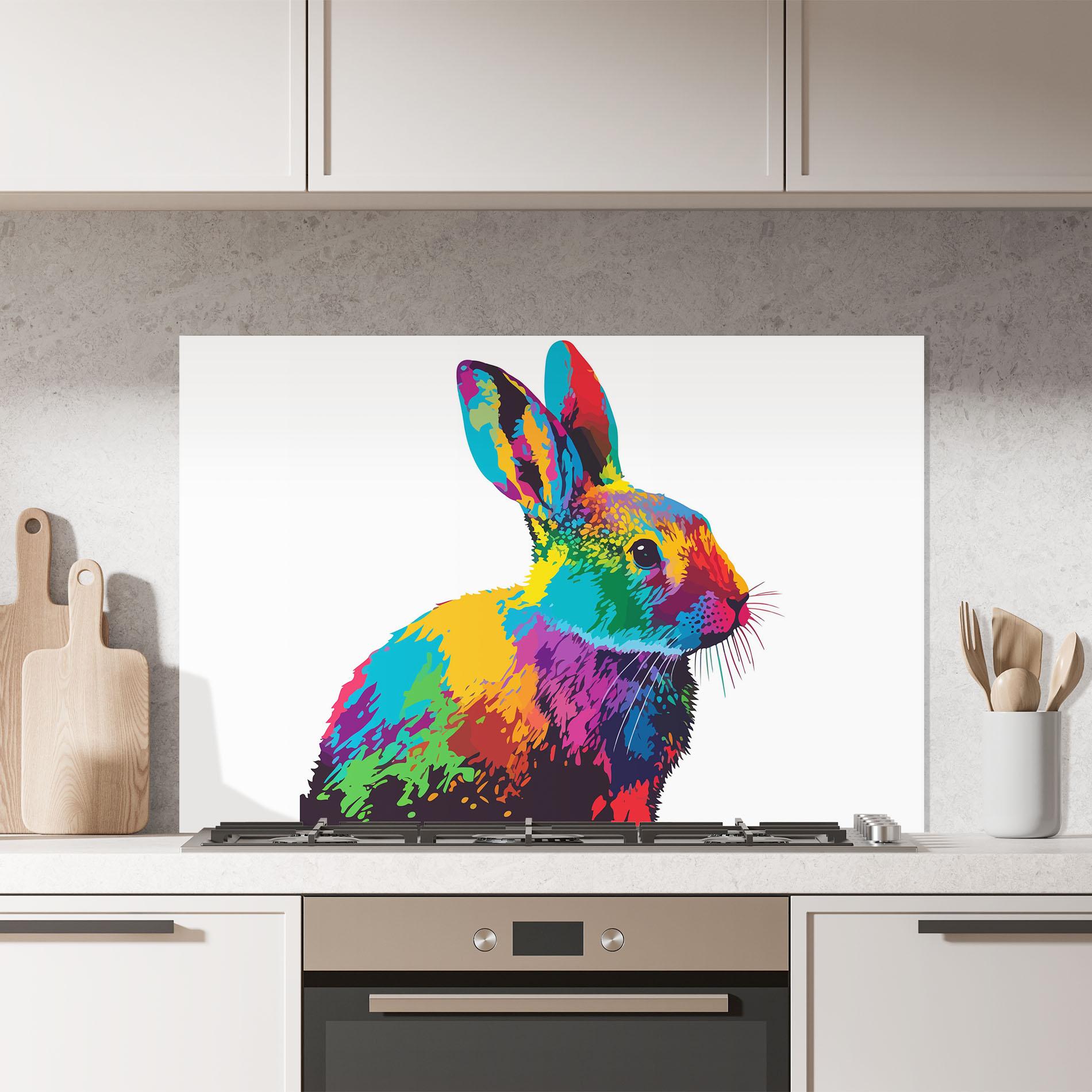 Panou Sticla Bucatarie Yellow Blue Bunny mockup 7