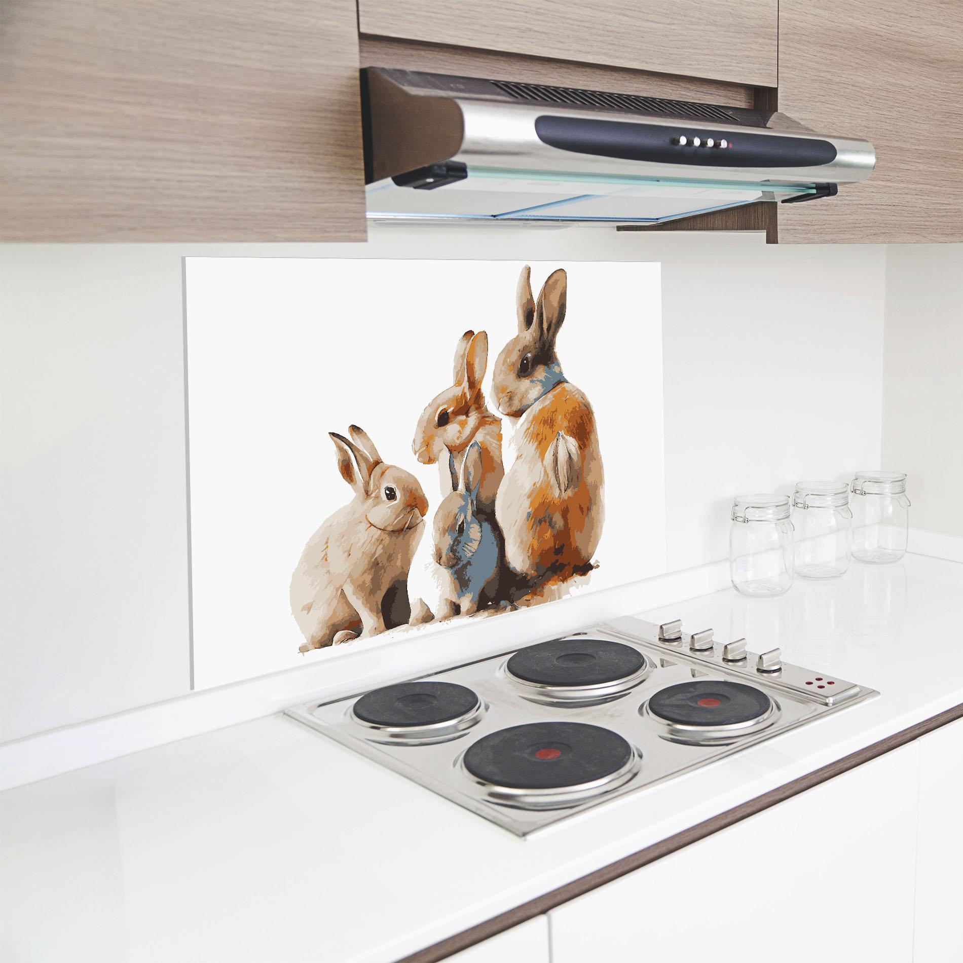 Panou Sticla Bucatarie Bunny Family mockup 8