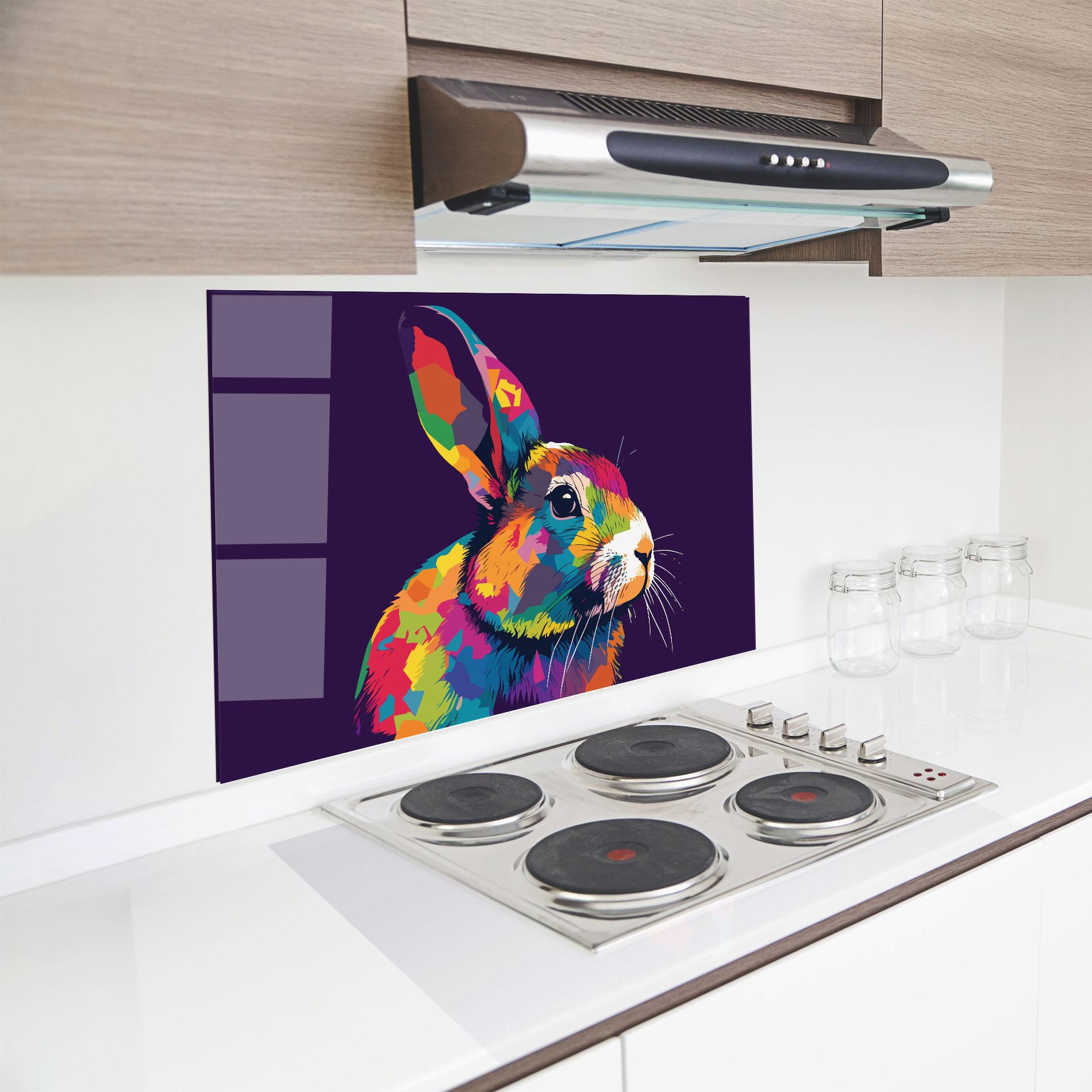 Panou Sticla Bucatarie Bunny On Purple mockup 8
