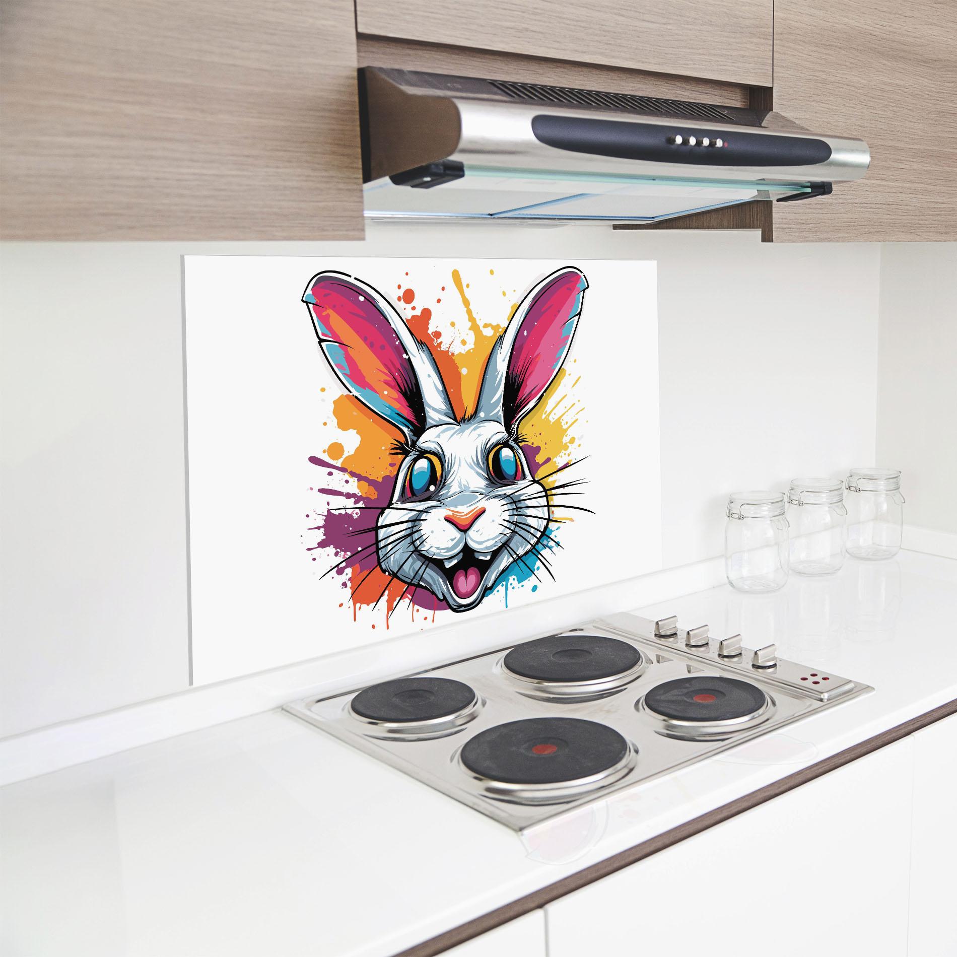 Panou Sticla Bucatarie Crazy Bunny mockup 8