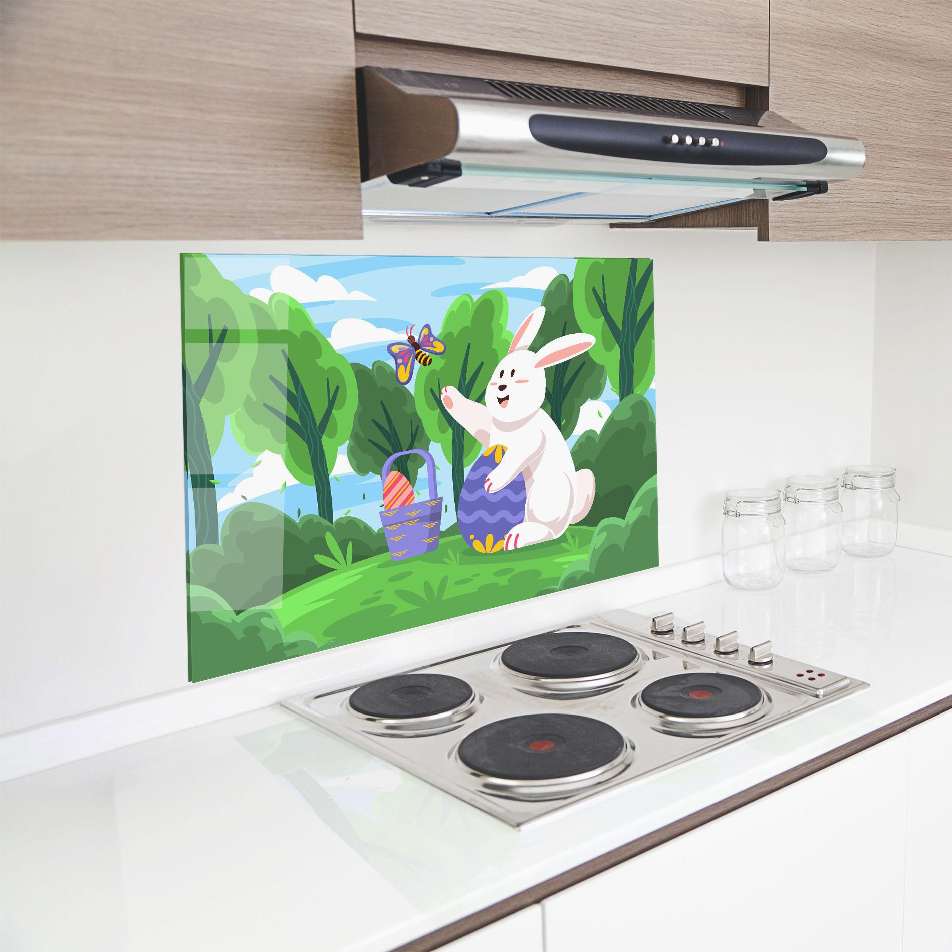 Panou Sticla Bucatarie Easter Rabbit mockup 8