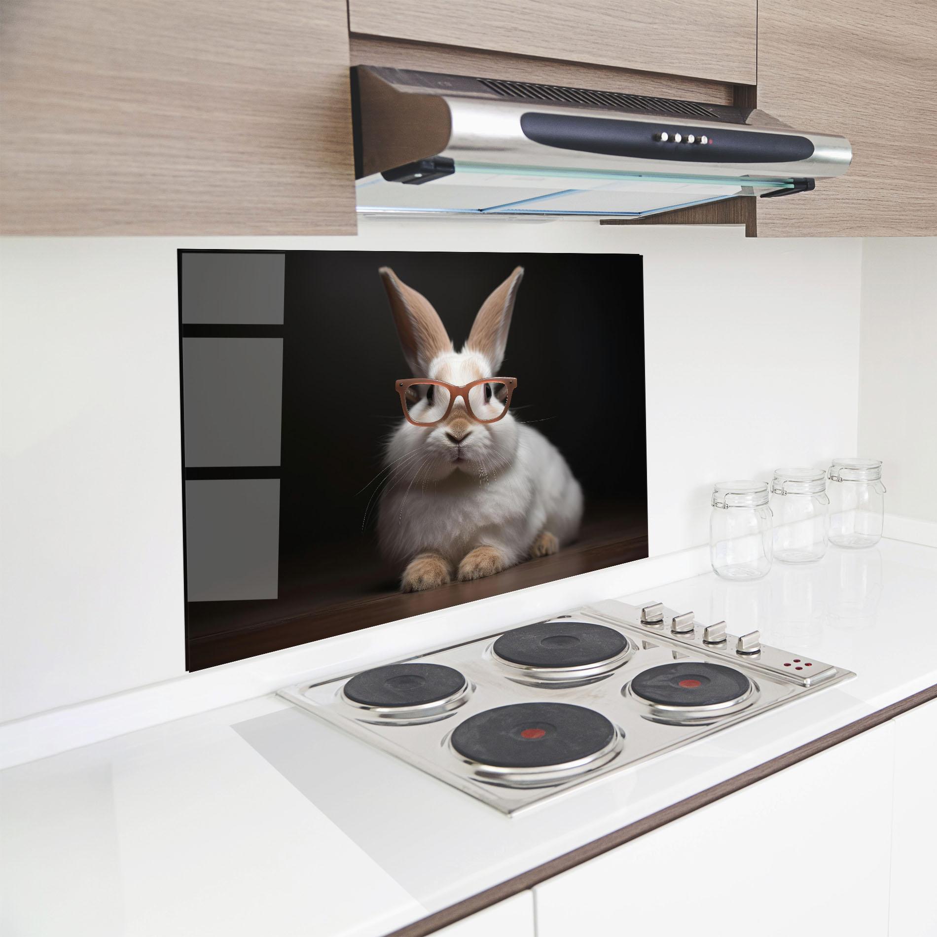 Panou Sticla Bucatarie Eyeglasses Bunny mockup 8