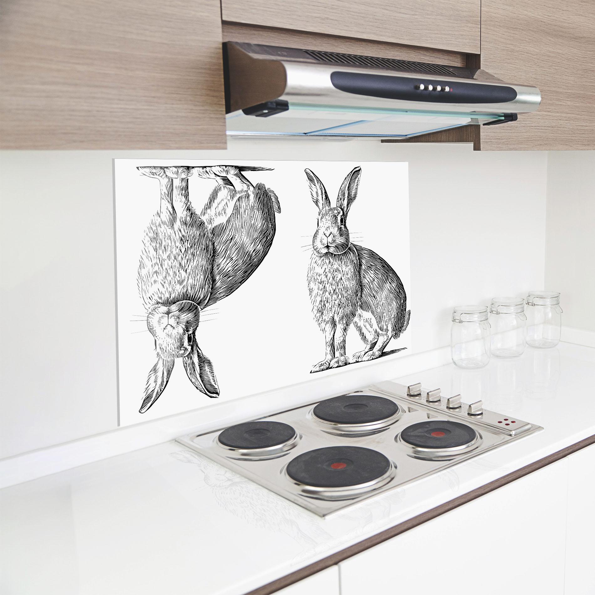 Panou Sticla Bucatarie Rabbit Sketch mockup 8