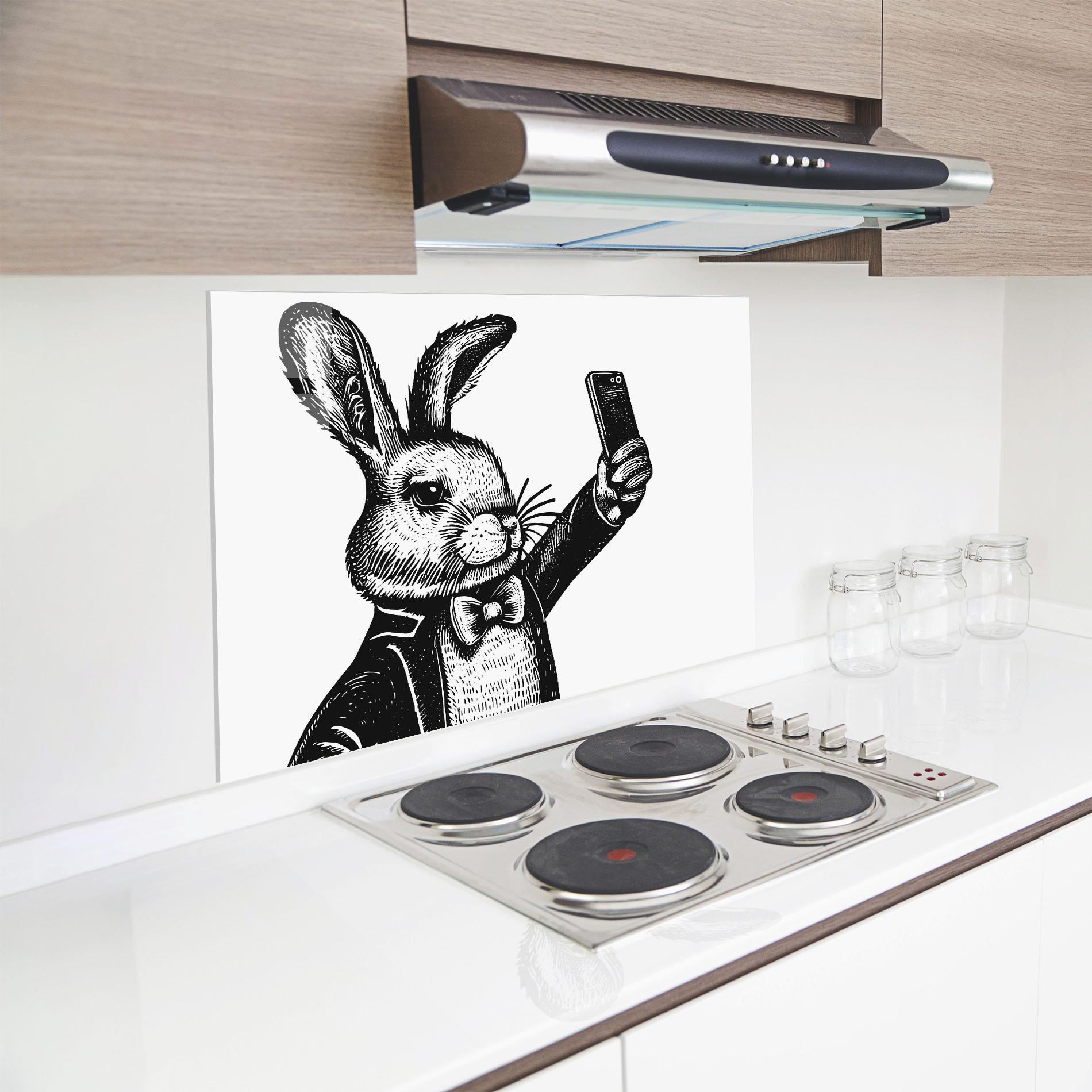 Panou Sticla Bucatarie Selfie Bunny mockup 8