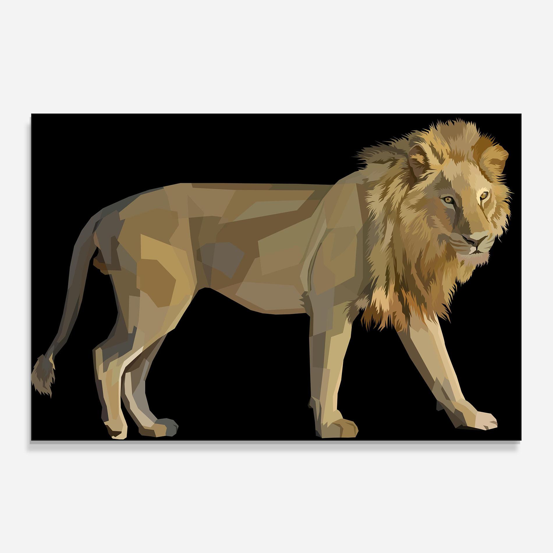 Panou Sticla Bucatarie Lion Art On Black mockup 0