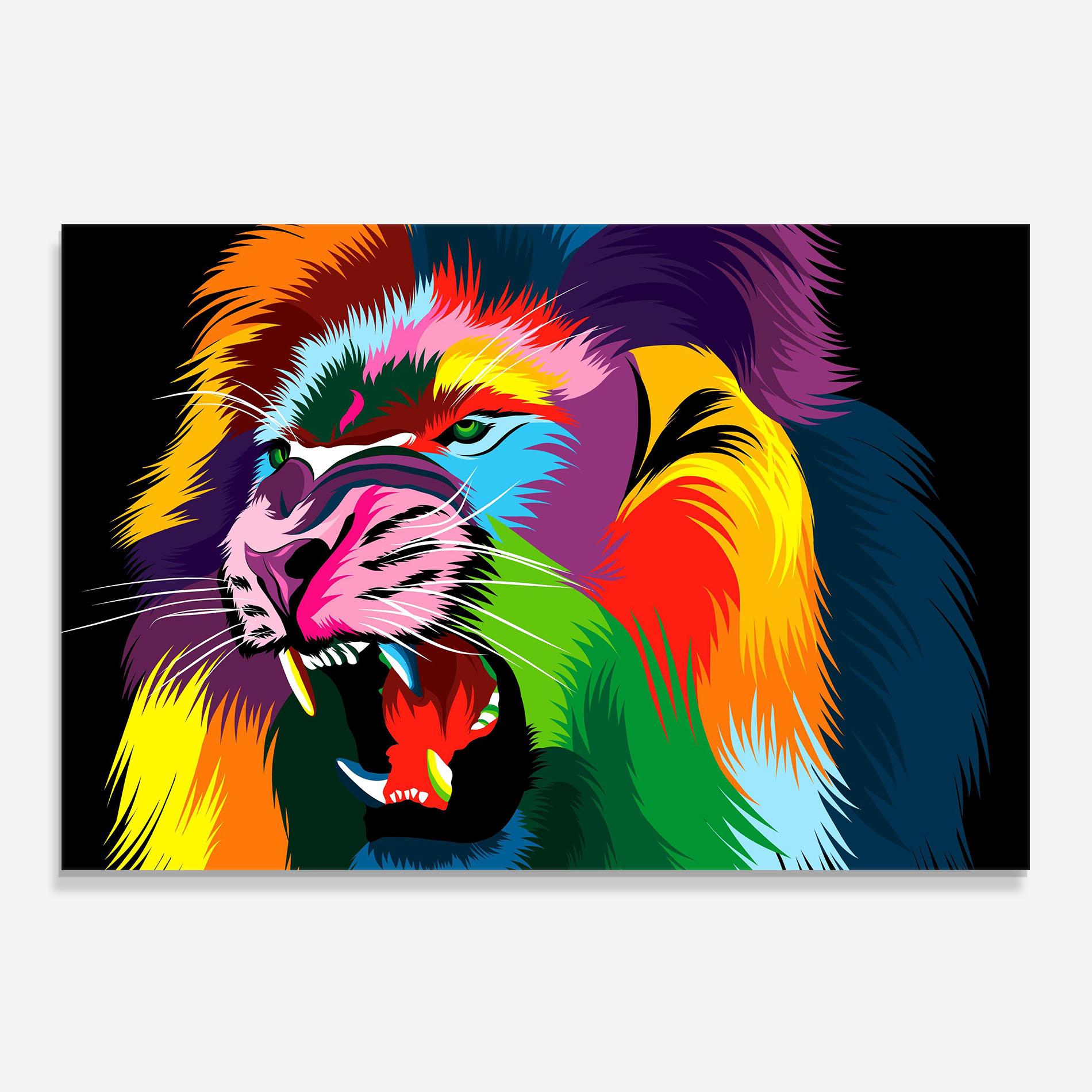 Panou Sticla Bucatarie Lion Vibrant Color mockup 0