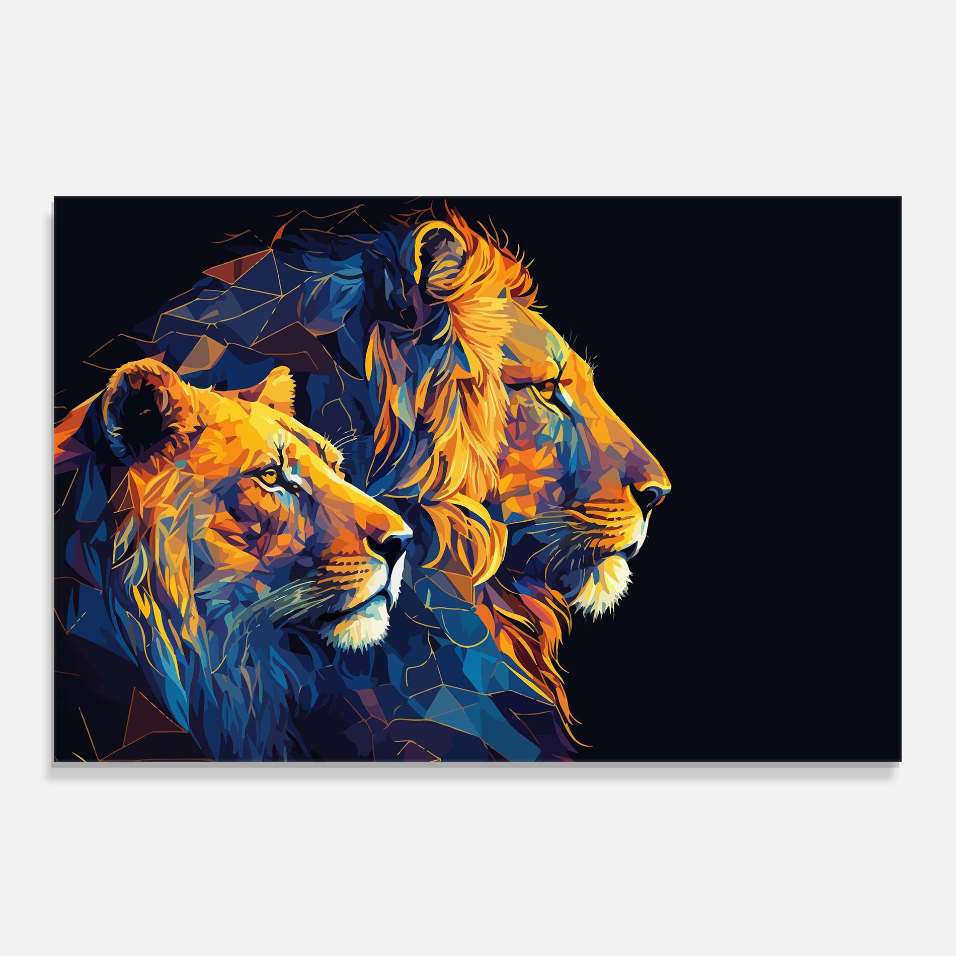 Panou Sticla Bucatarie Orange Blue Lion mockup 0