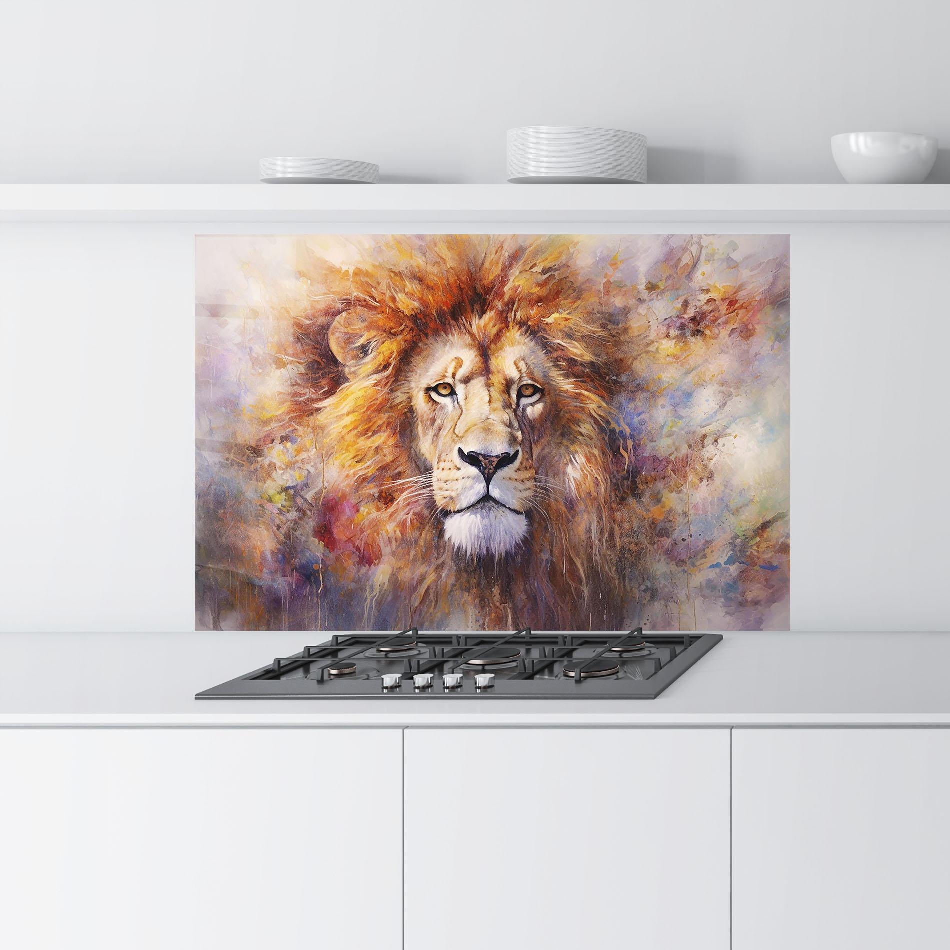 Panou Sticla Bucatarie Abstract Lion Head mockup 9
